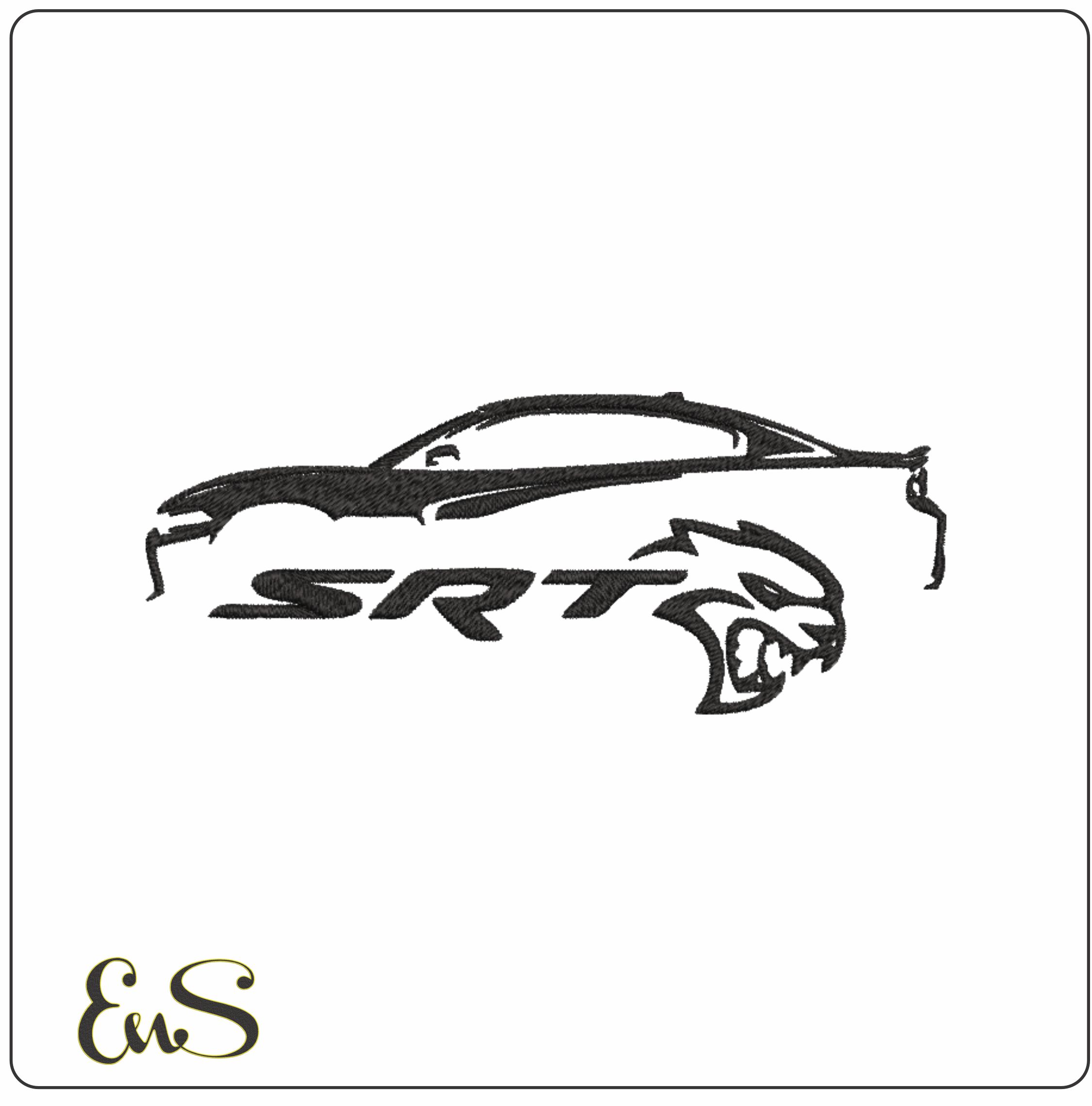 Dodge Challenger Hellcat SRT- Swoosh - Nike Car embroidery design - instant download
