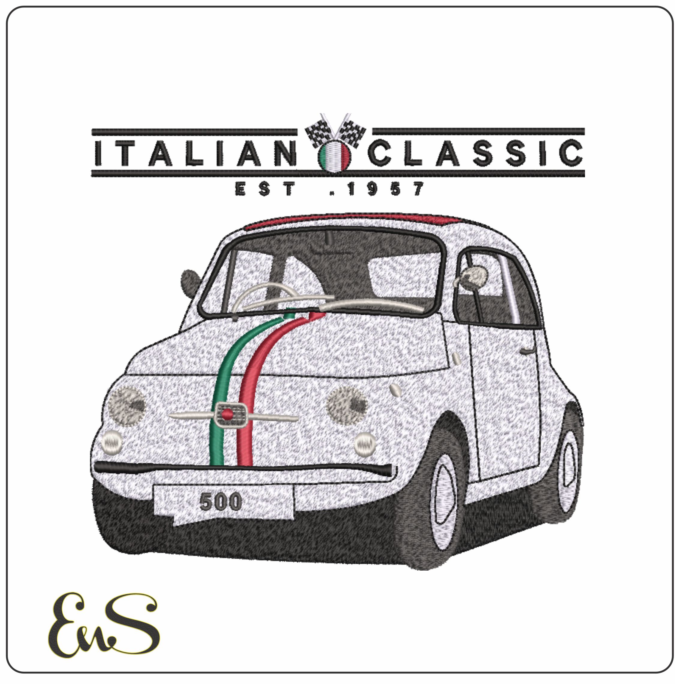 Fiat 500 - Swoosh - Nike Car embroidery design - instant download