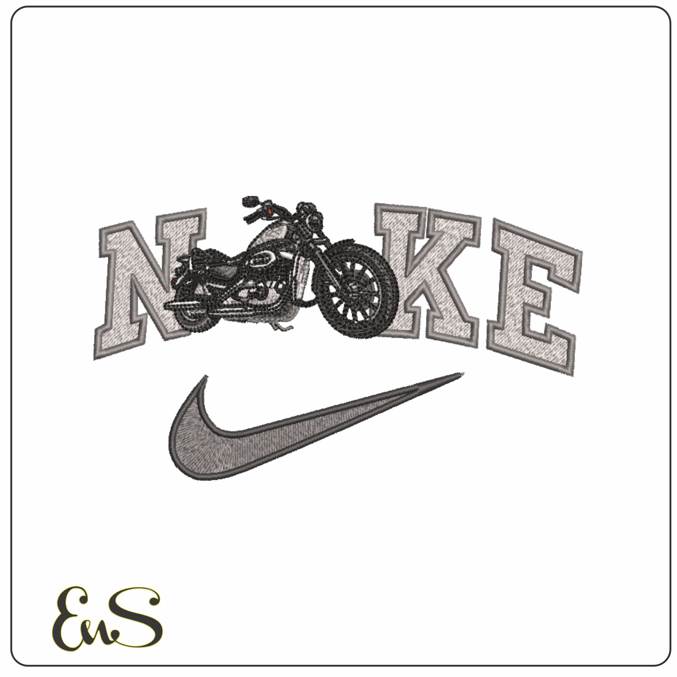 Nike Swoosh Harley Davidson Softail- Harley - Swoosh - Nike Motor Cycle embroidery design - instant download