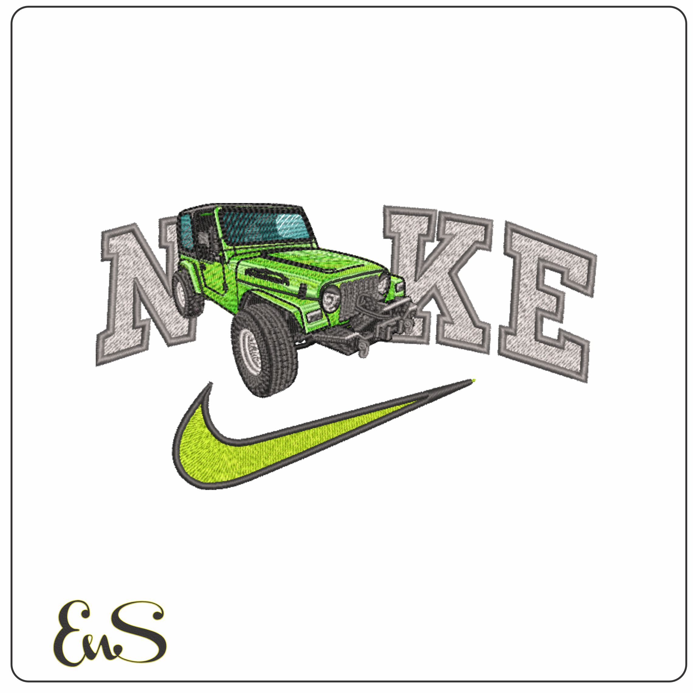 Nike Swoosh Jeep Wrangler- Swoosh - Nike Car embroidery design - instant download