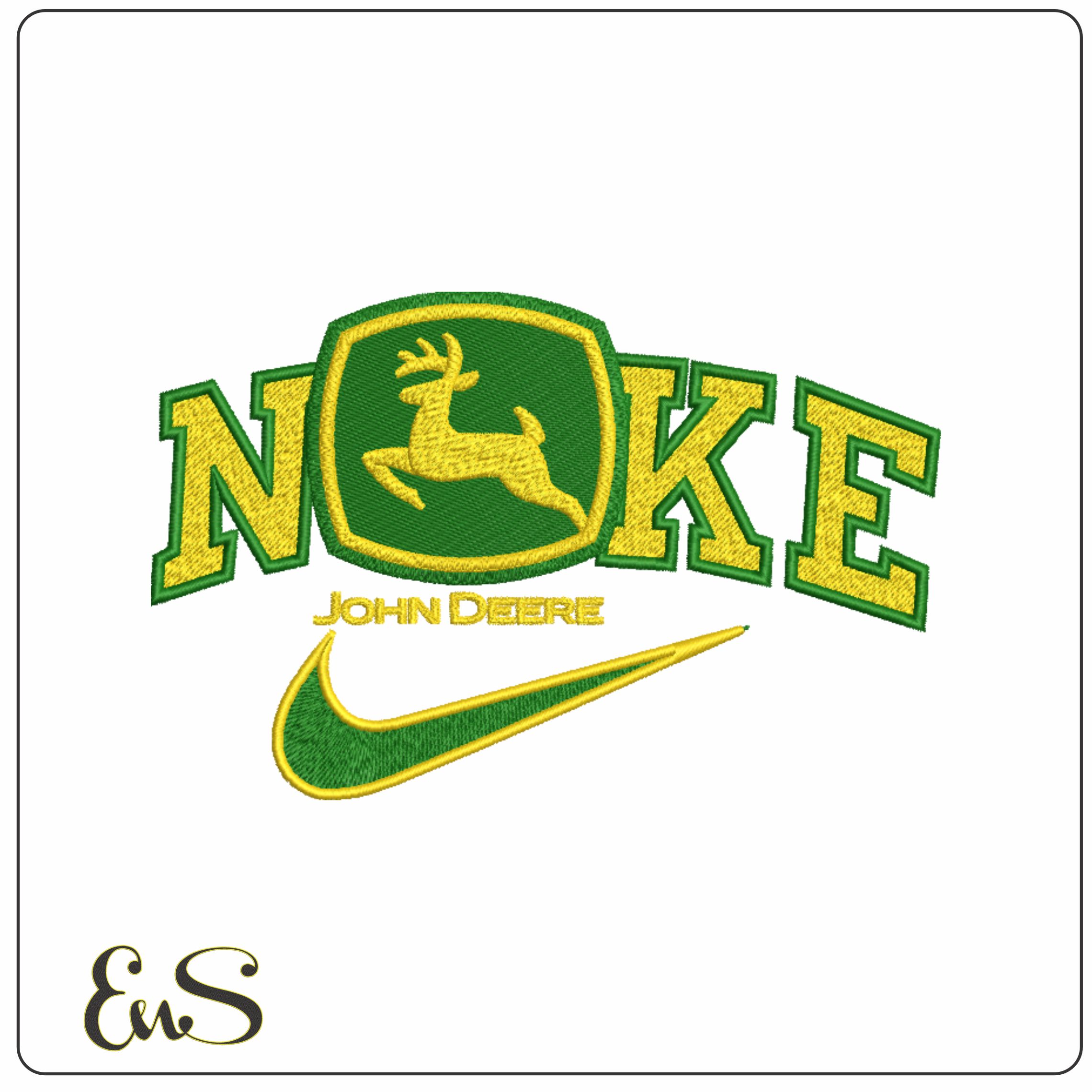 Nike Swoosh John Deere- Swoosh - Nike Car embroidery design - instant download