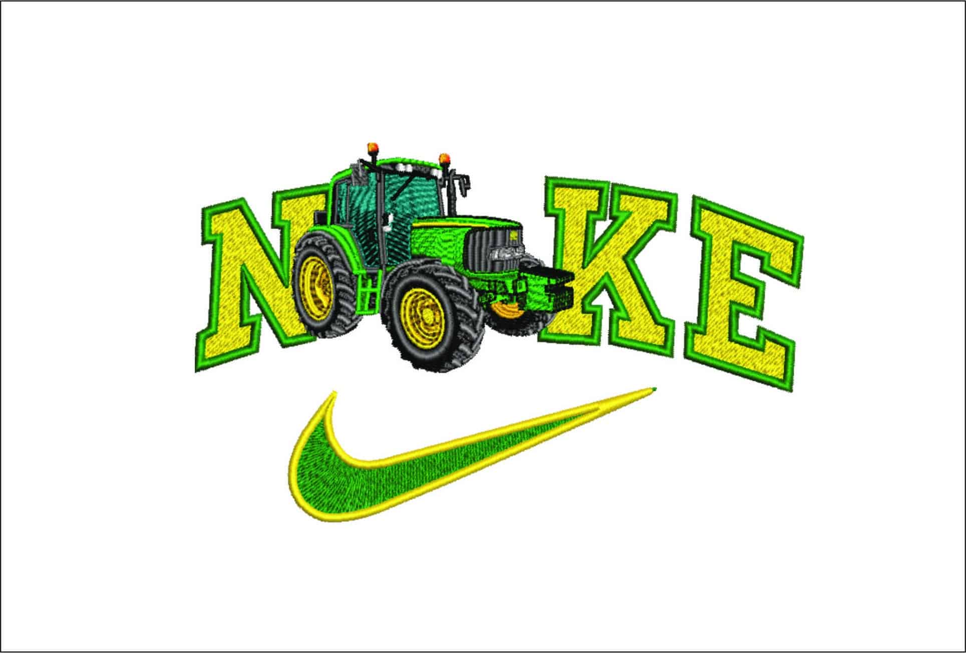 Nike Swoosh John Deere Tractor- Swoosh - Nike Car embroidery design - instant download