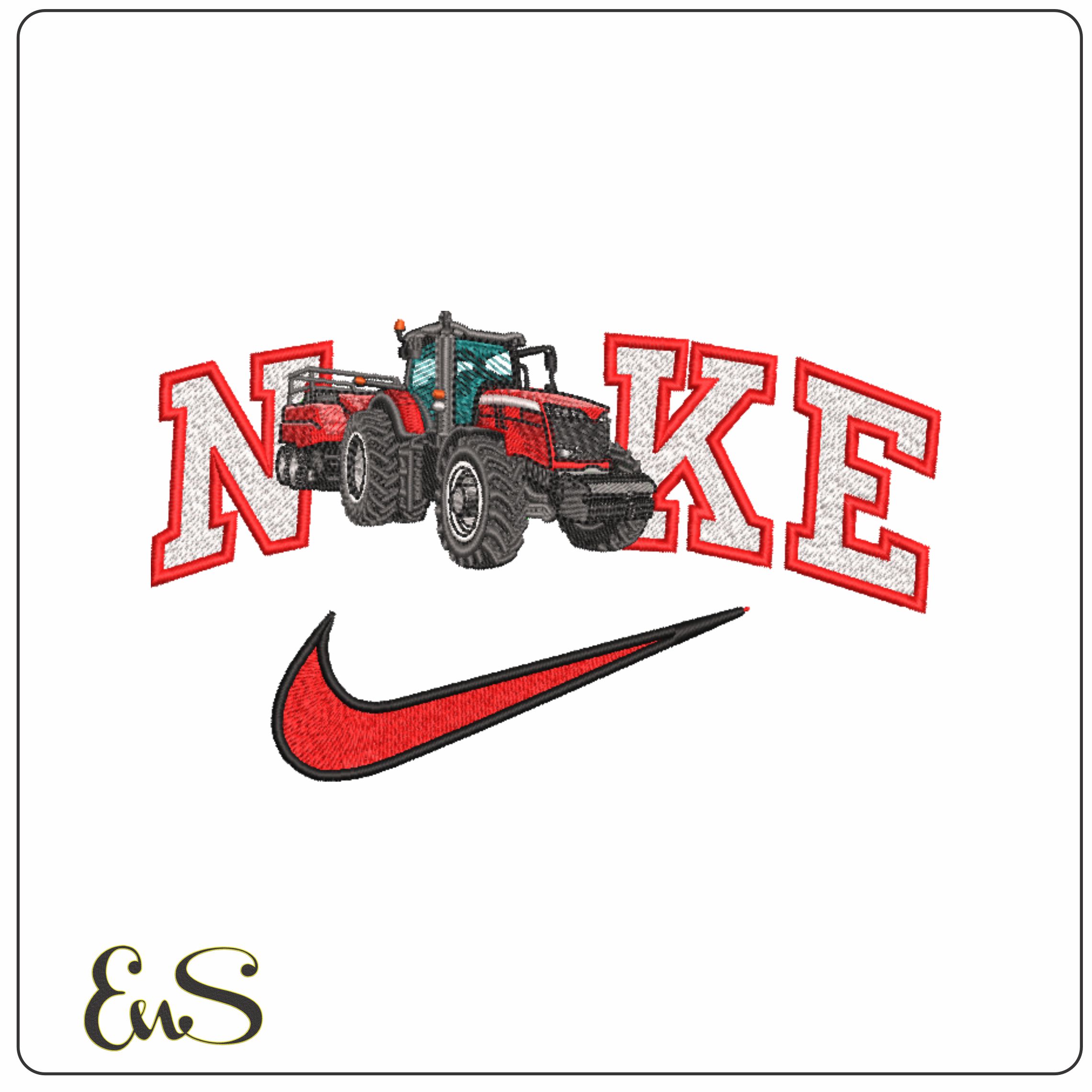 Nike Swoosh Massey Tractor Tractor- Swoosh - Nike Car embroidery design - instant download