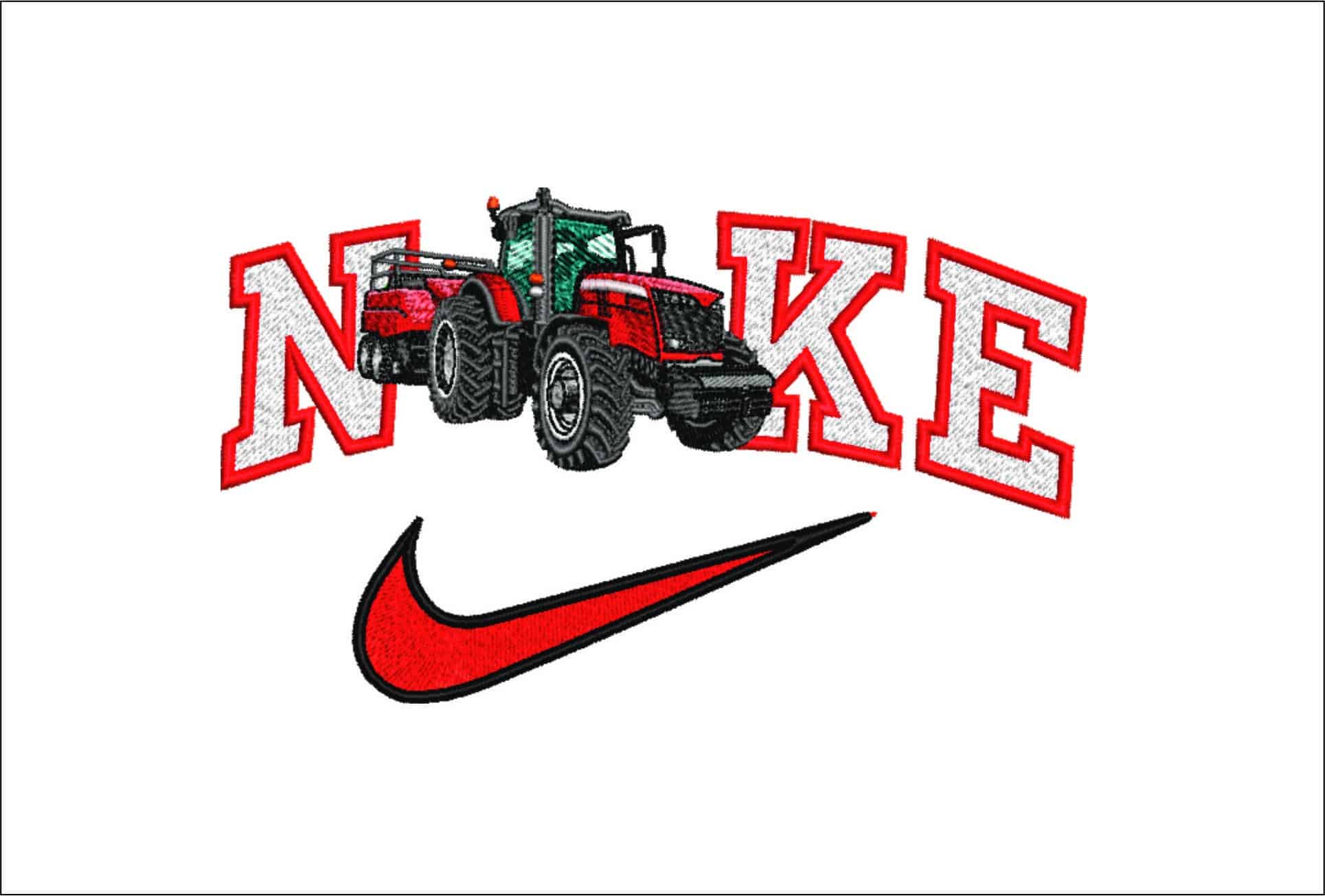 Nike Swoosh Massey Tractor Tractor- Swoosh - Nike Car embroidery design - instant download