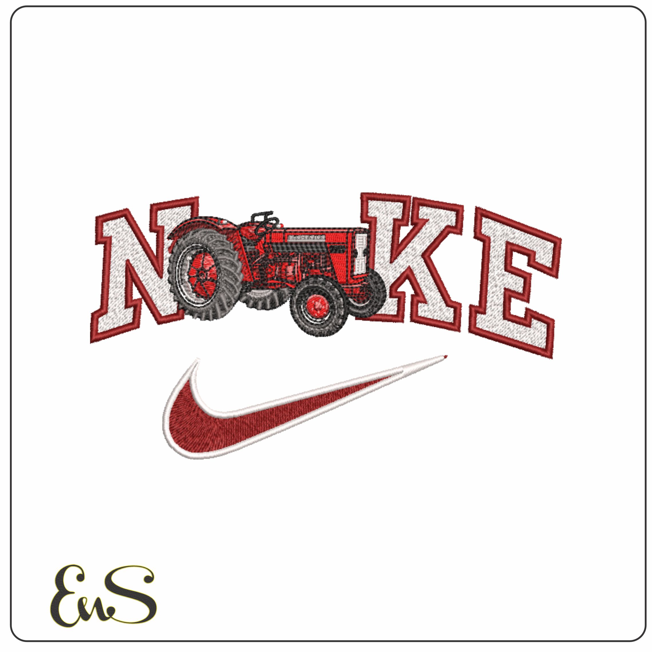 Nike Swoosh McCormick Tractor Tractor- Swoosh - Nike Car embroidery design - instant download