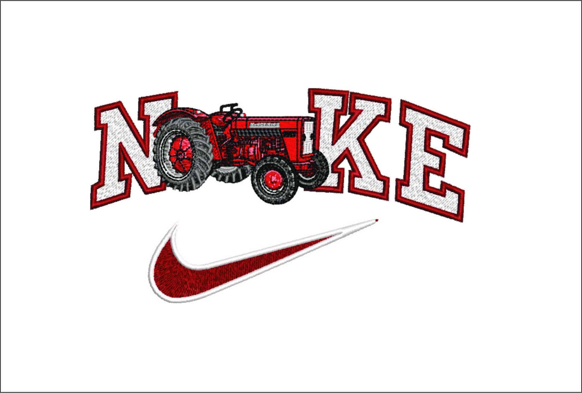Nike Swoosh McCormick Tractor Tractor- Swoosh - Nike Car embroidery design - instant download