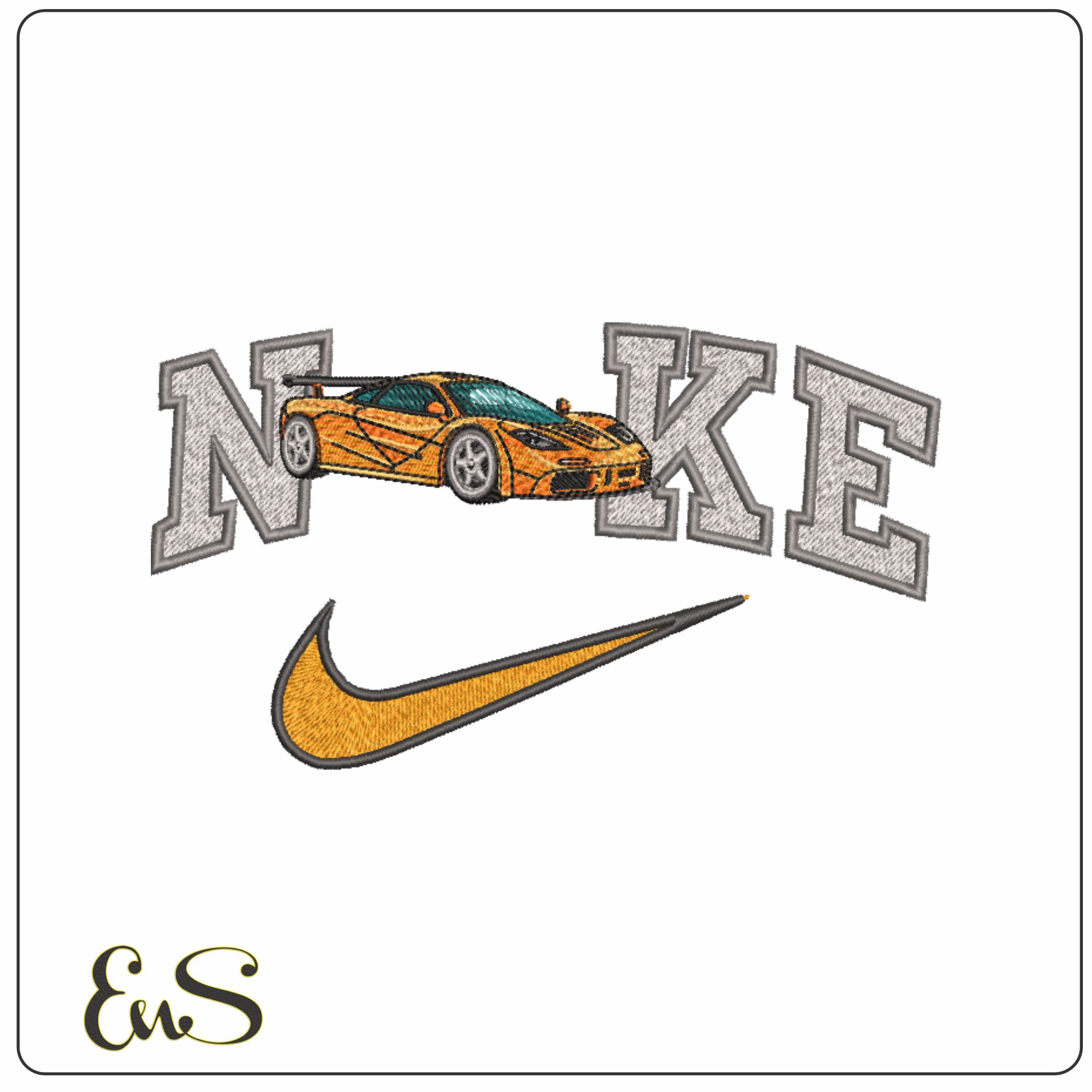 Nike Swoosh McLaren F1 Supercar - Swoosh - Nike Car embroidery design - instant download