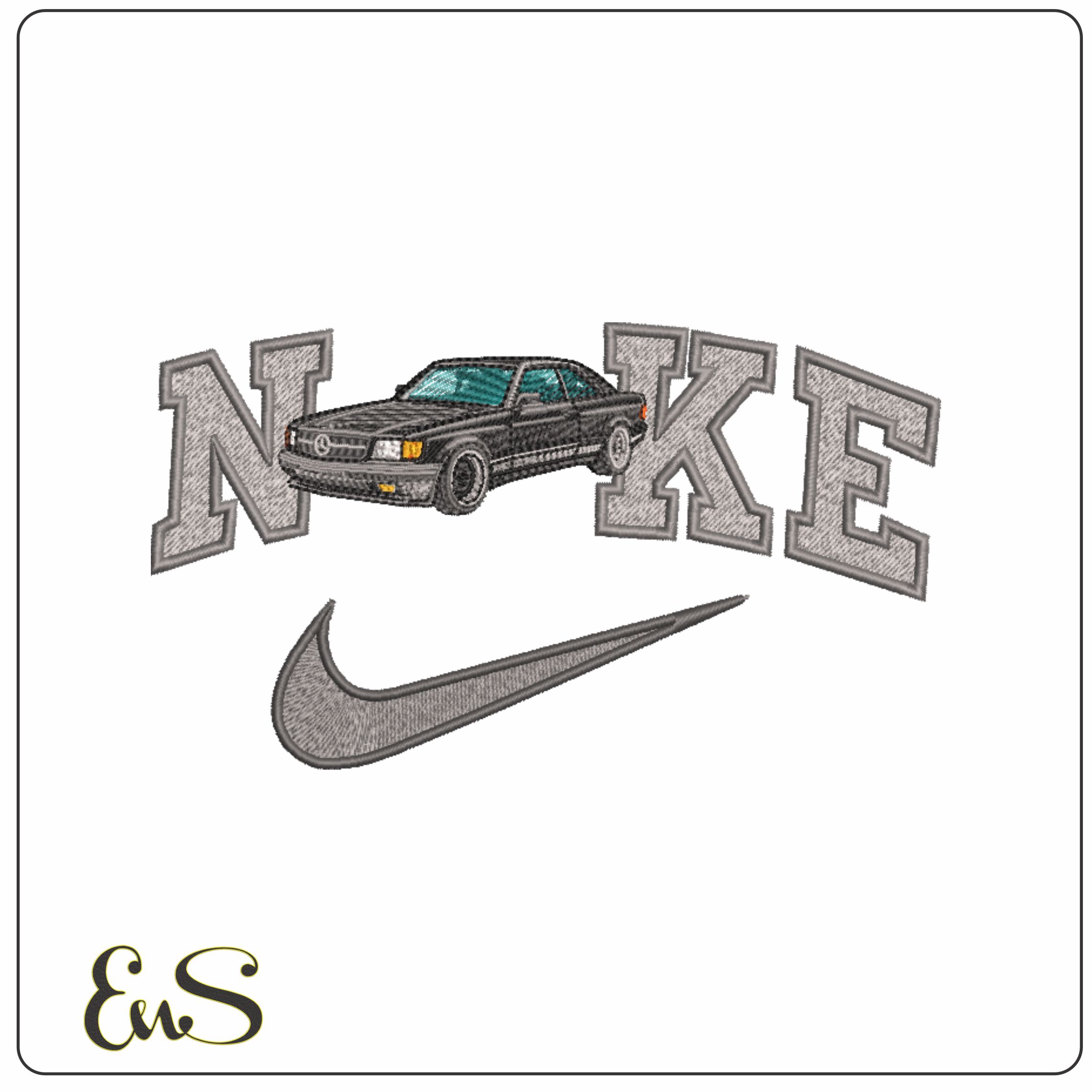 Nike Swoosh Mercedes SL - Swoosh - Nike Car embroidery design - instant download