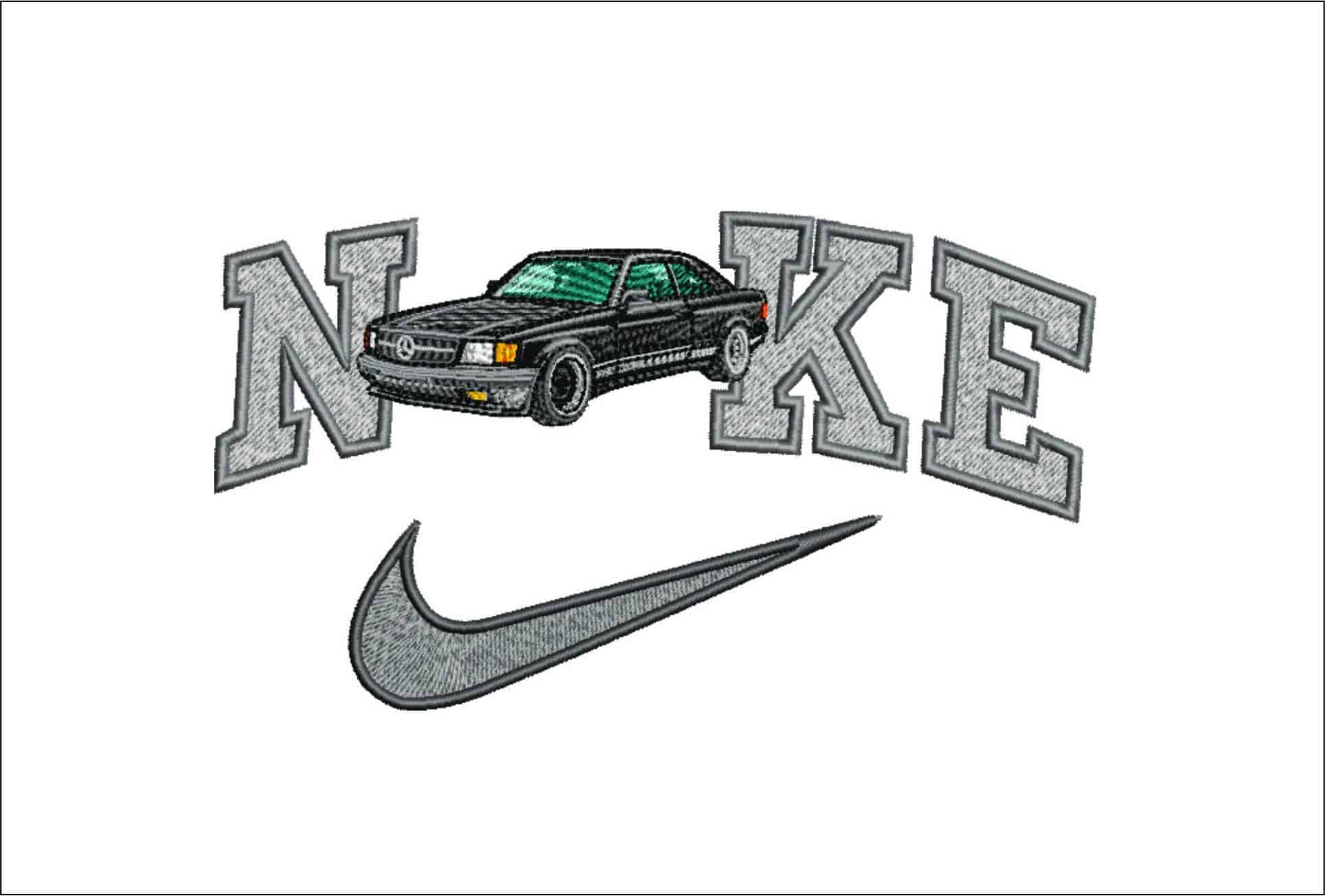 Nike Swoosh Mercedes SL - Swoosh - Nike Car embroidery design - instant download
