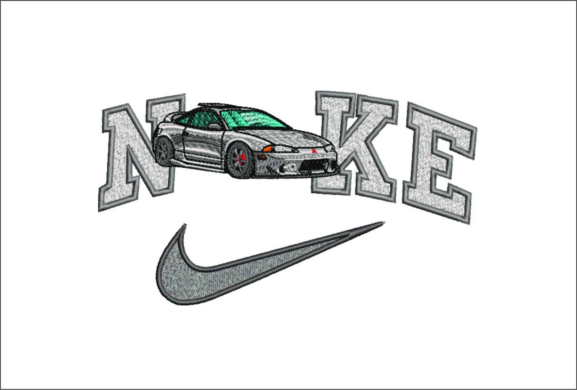 Nike Swoosh Mitsubishi Eclipse - Swoosh - Nike Car embroidery design - instant download