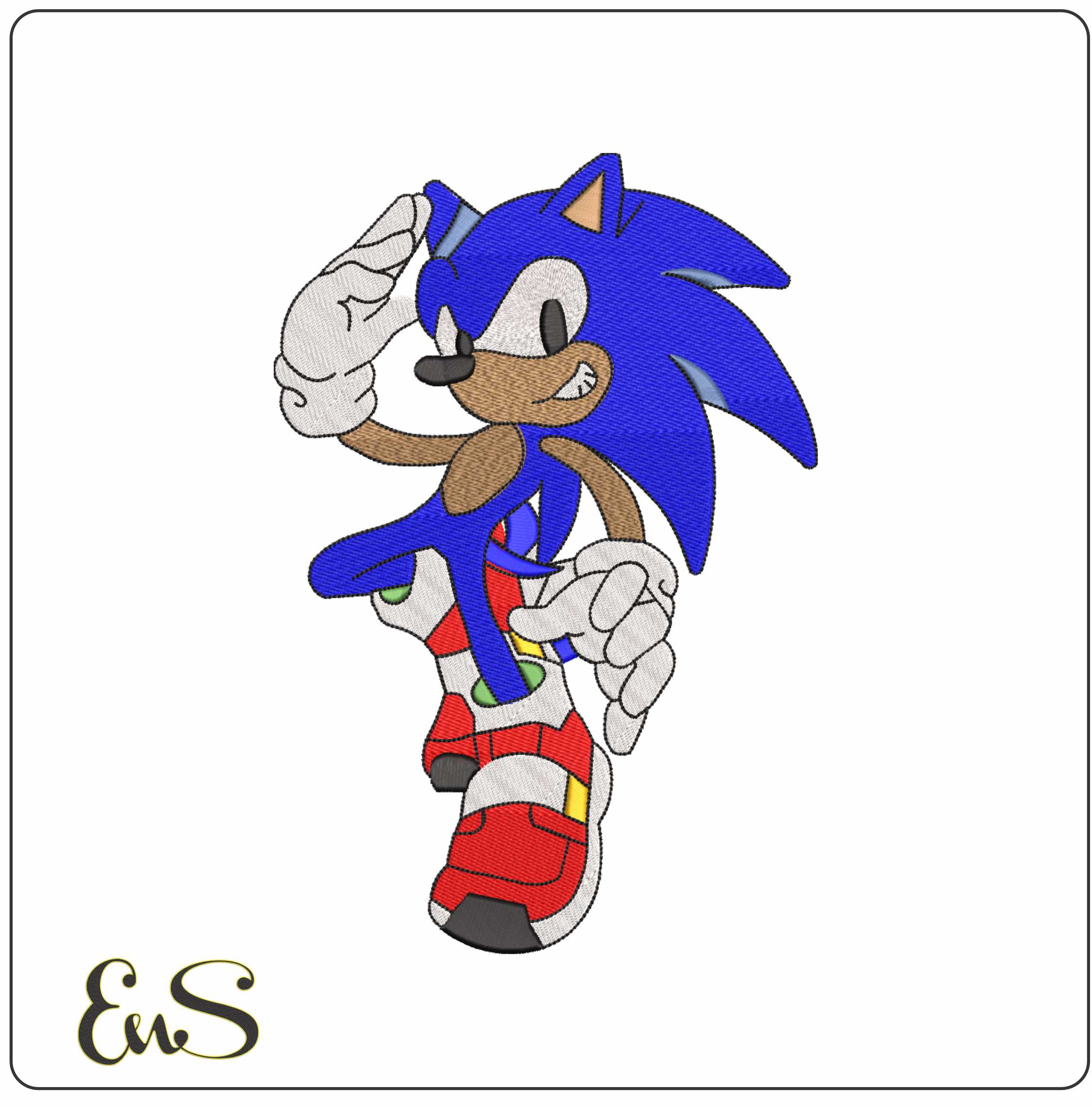 Sonic the hedgehog - Nike embroidery design file - instant download in a frame