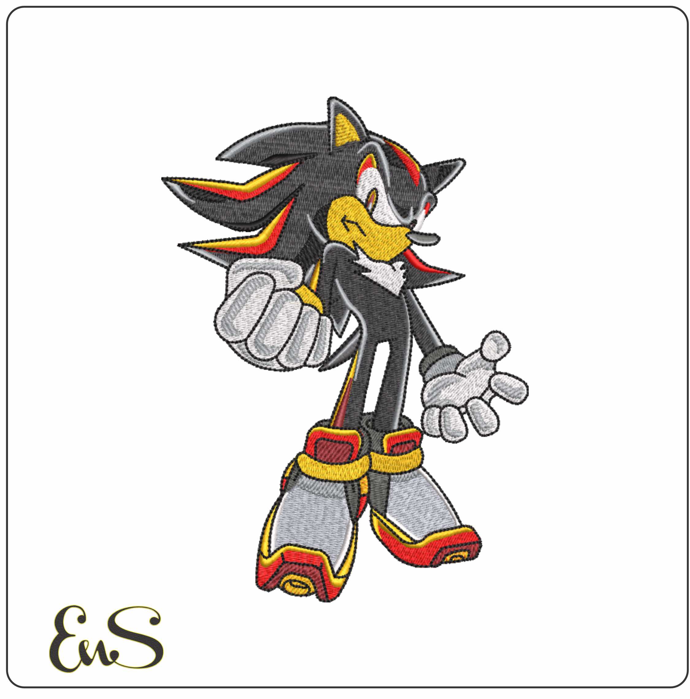 Shadow the Hedgehog - Nike embroidery design file - instant download in a frame