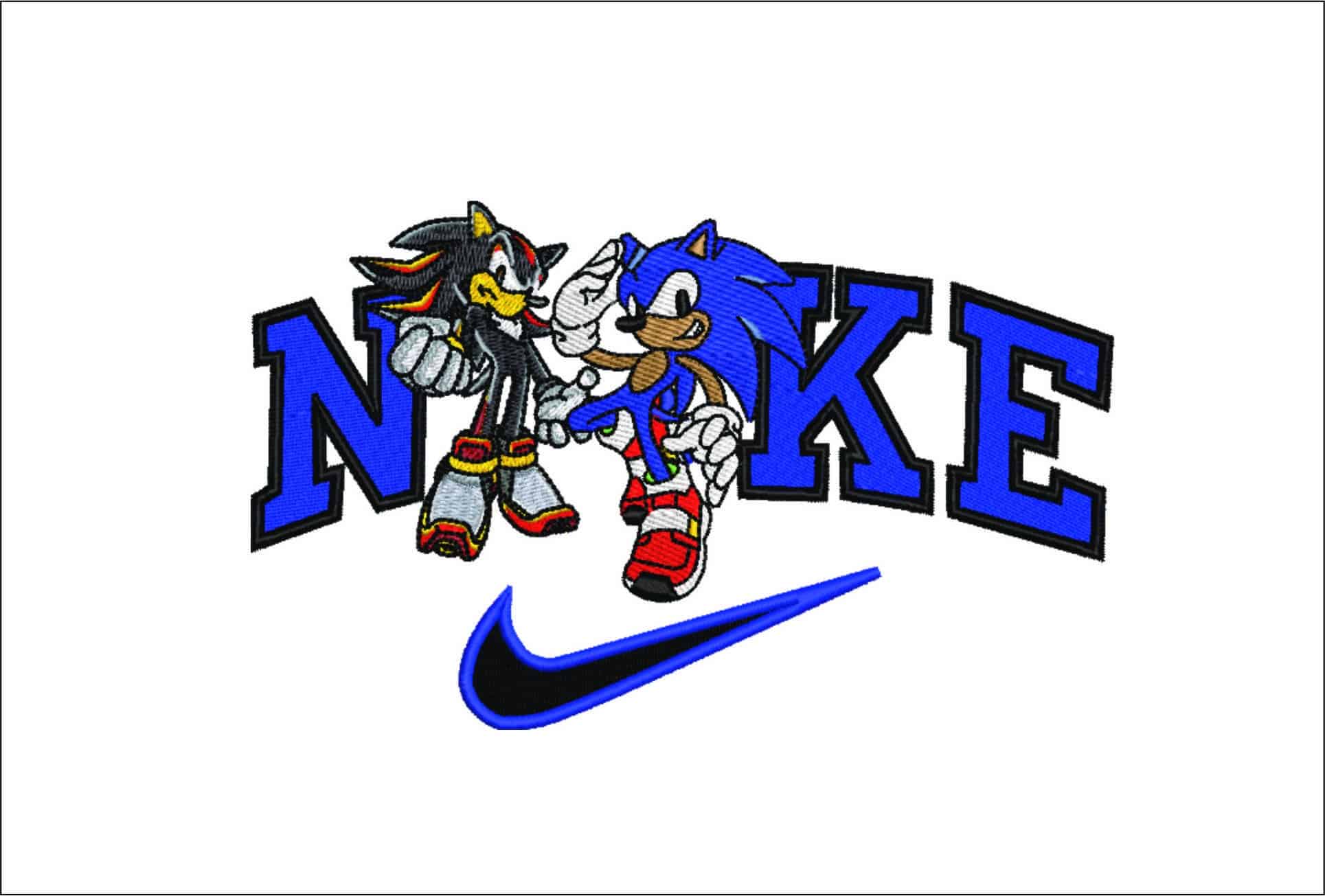 Nike Swoosh Sonic and Shadow the Hedgehog - Nike embroidery design file - instant download