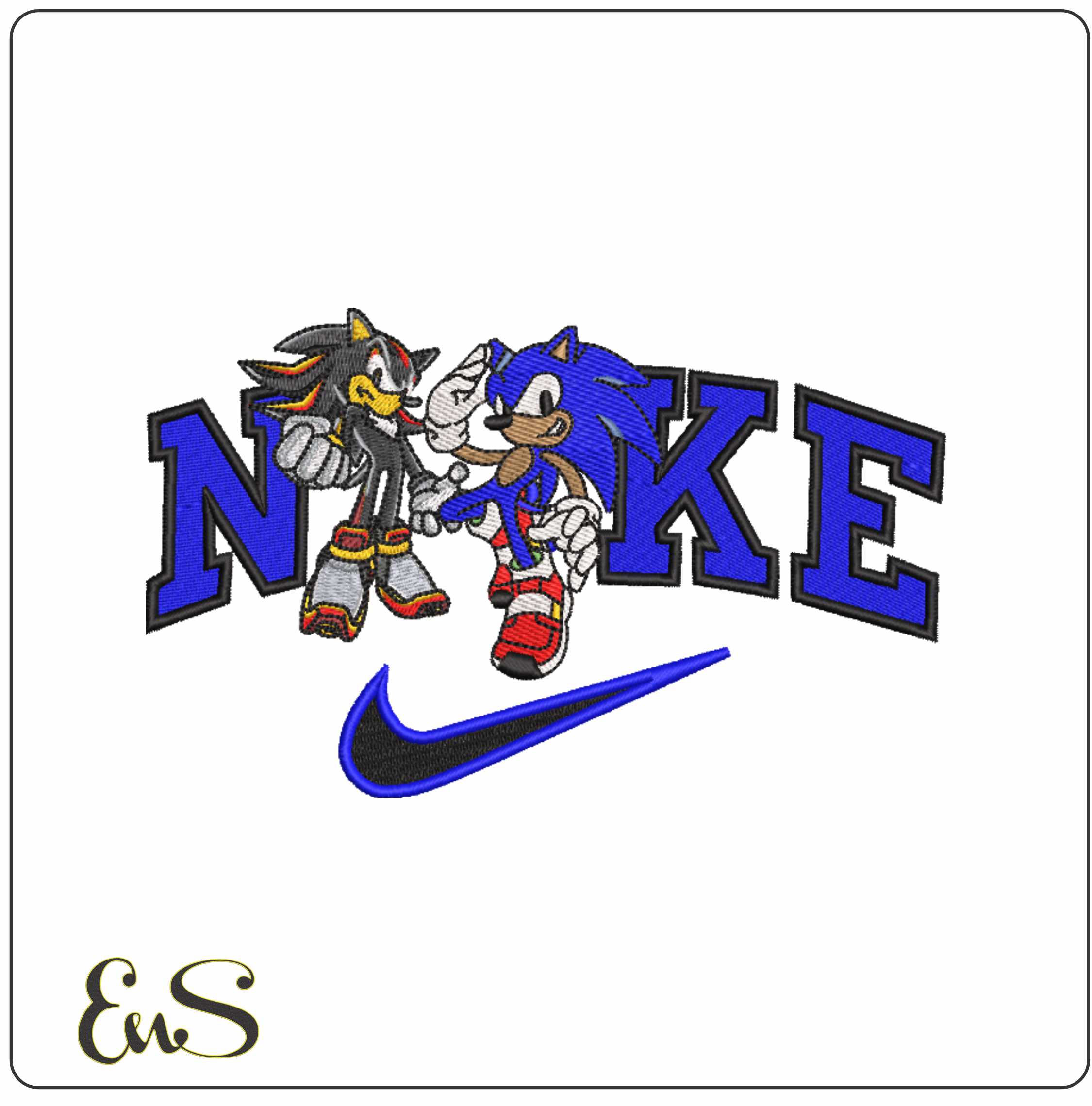 Nike Swoosh Sonic and Shadow the Hedgehog - Nike embroidery design file - instant download