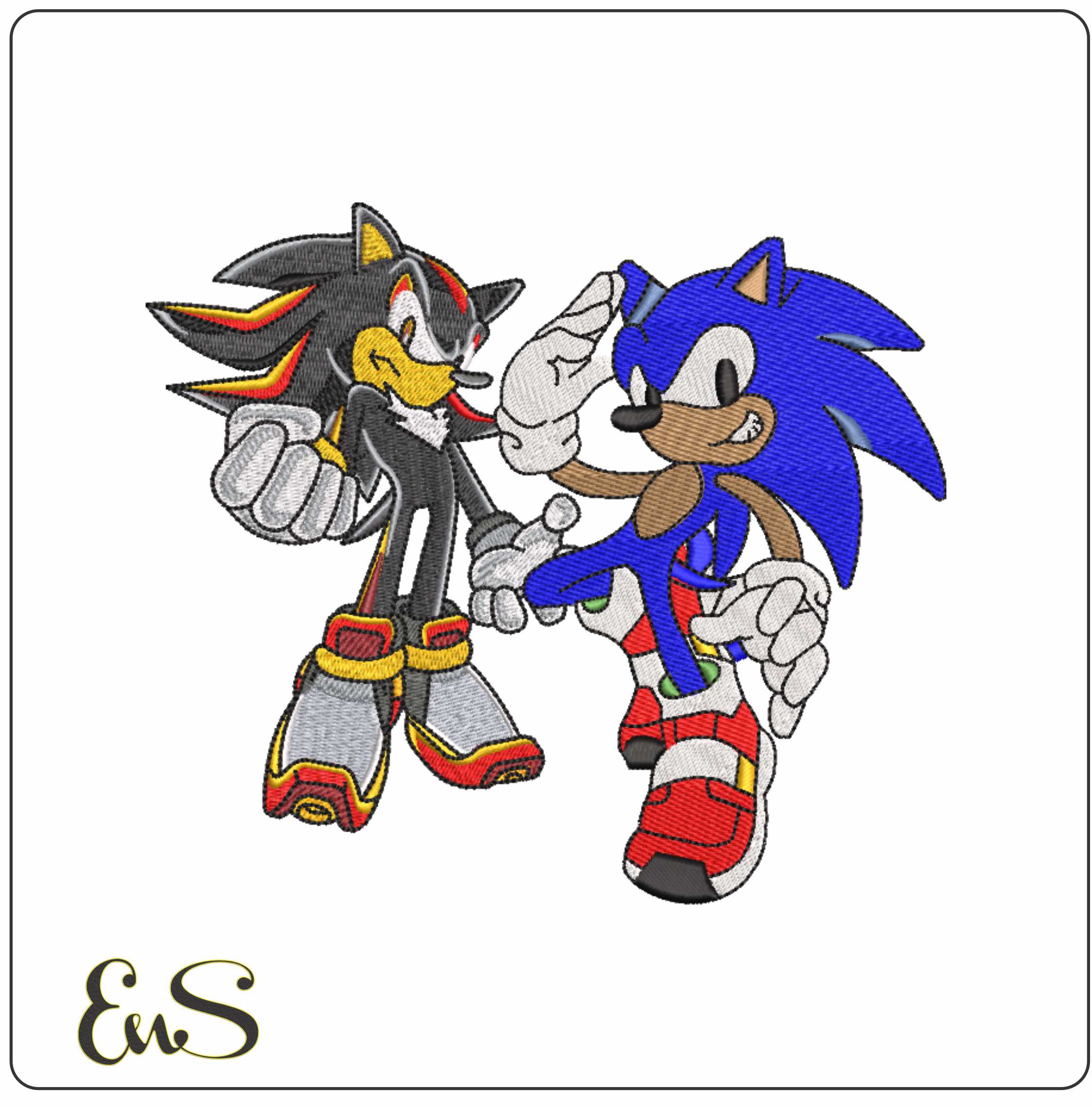Sonic and Shadow the Hedgehog - Nike embroidery design file - instant download