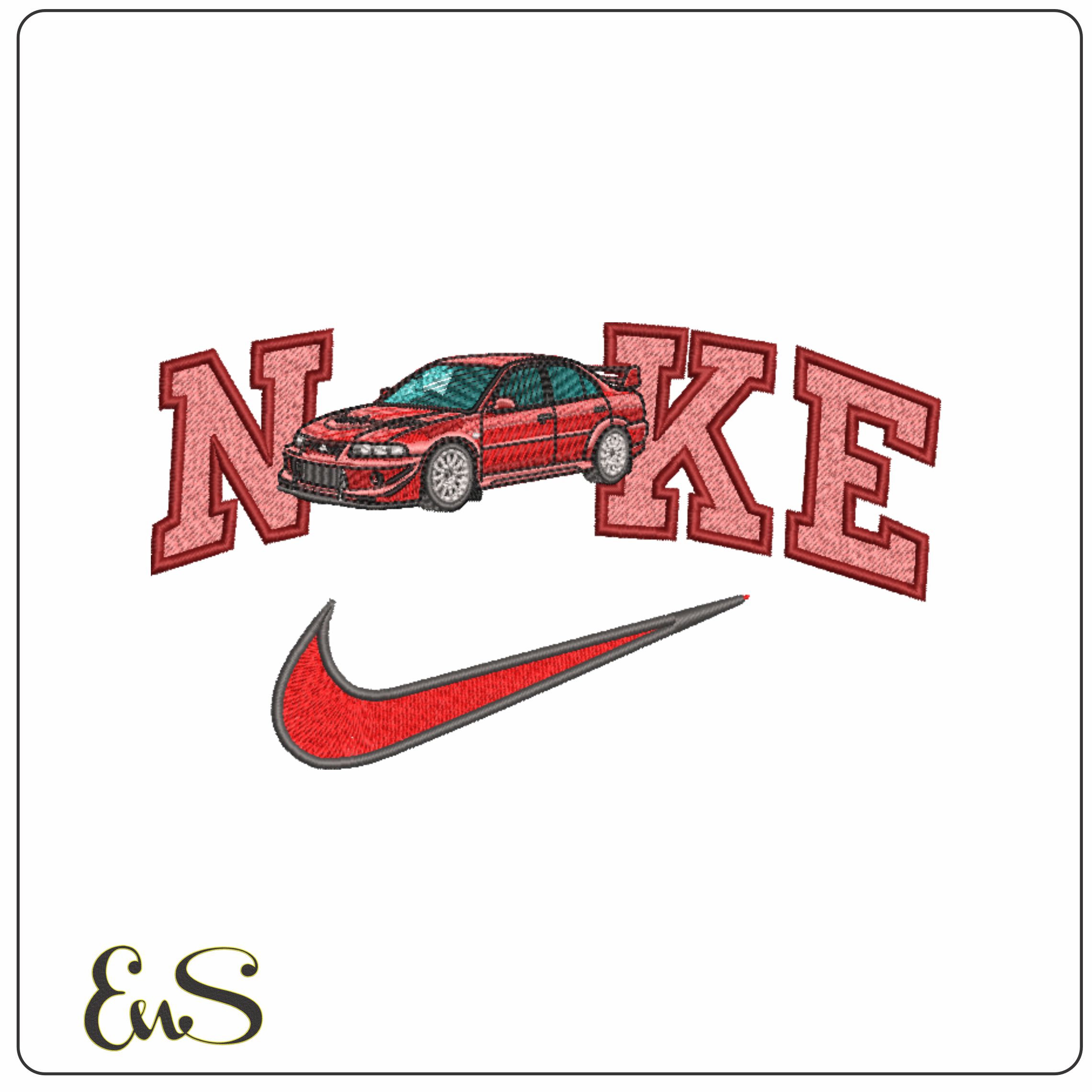 Nike Swoosh Mitsubishi Lancer EVO - Swoosh - Nike Car embroidery design - instant download