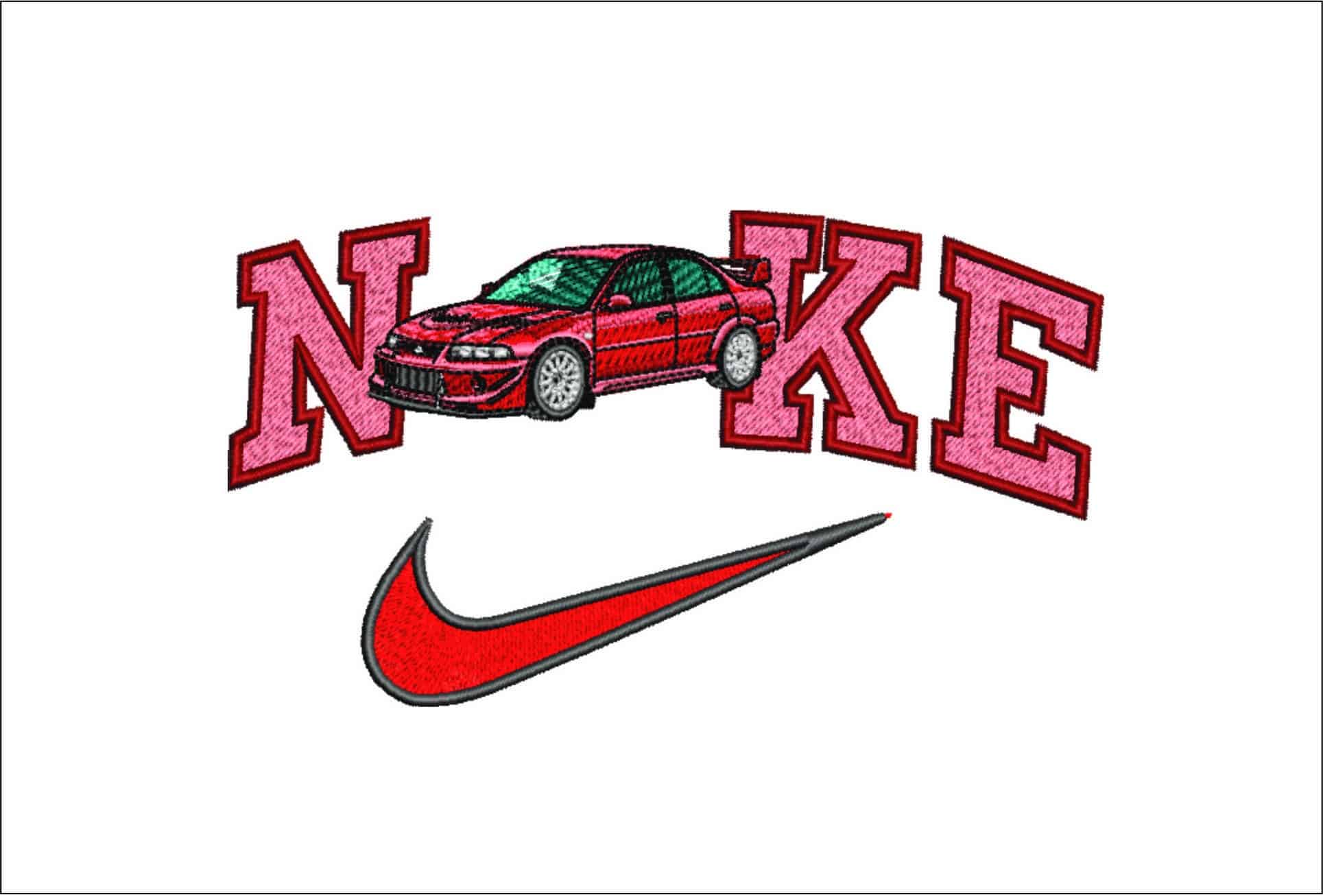 Nike Swoosh Mitsubishi Lancer EVO - Swoosh - Nike Car embroidery design - instant download