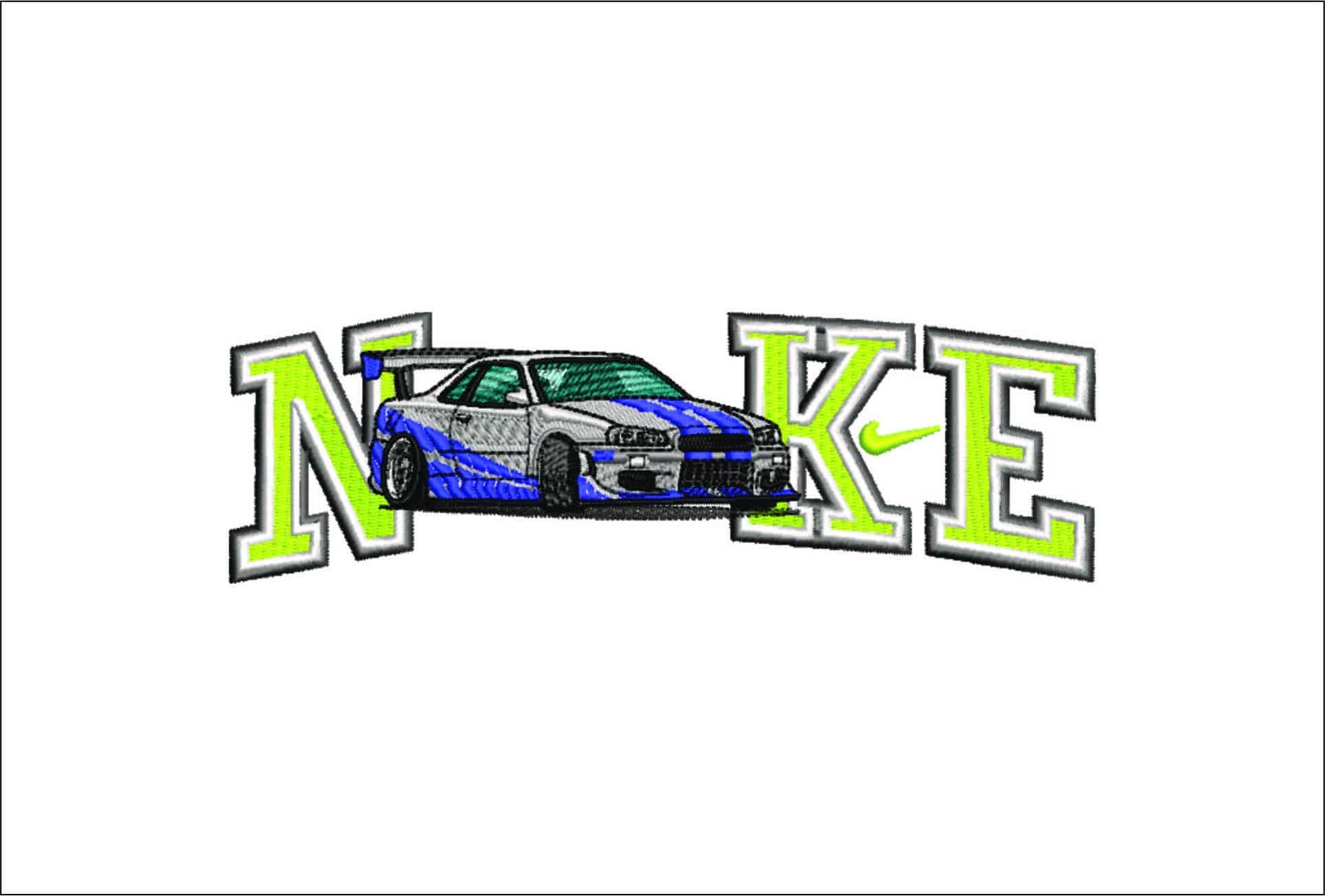 Nike Swoosh Nissan Skyline R34 - Swoosh - Nike Car embroidery design - instant download