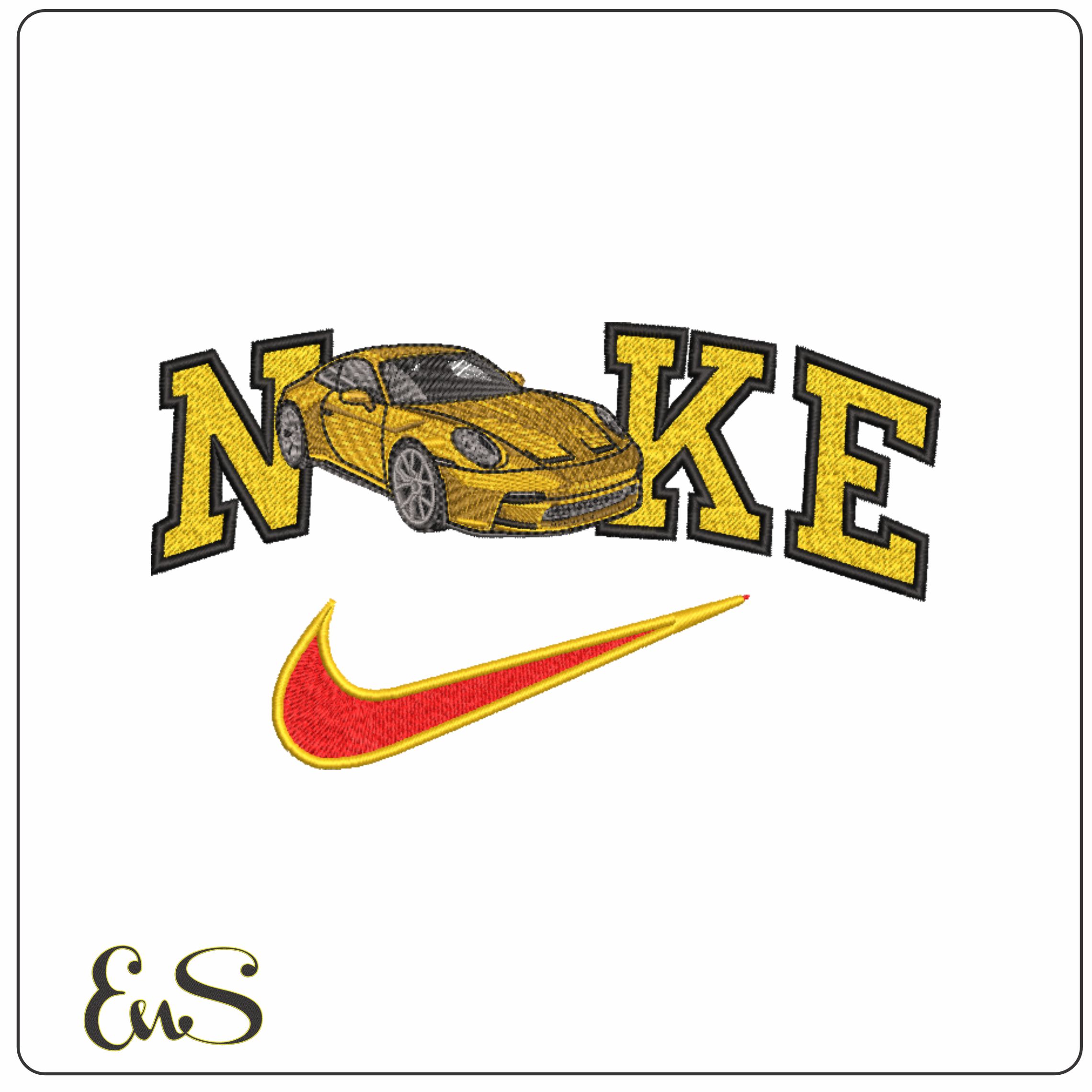 Nike Swoosh Porsche 911 - Swoosh - Nike Car embroidery design - instant download