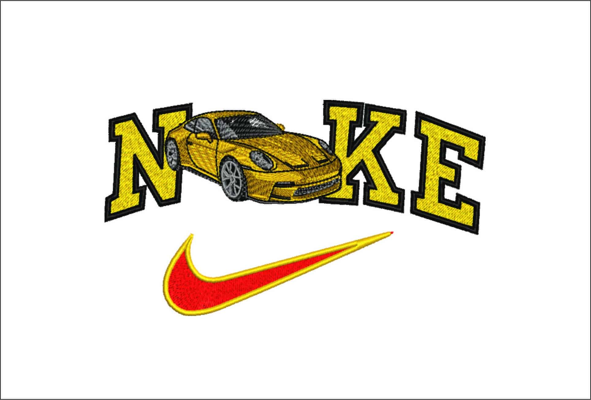 Nike Swoosh Porsche 911 - Swoosh - Nike Car embroidery design - instant download