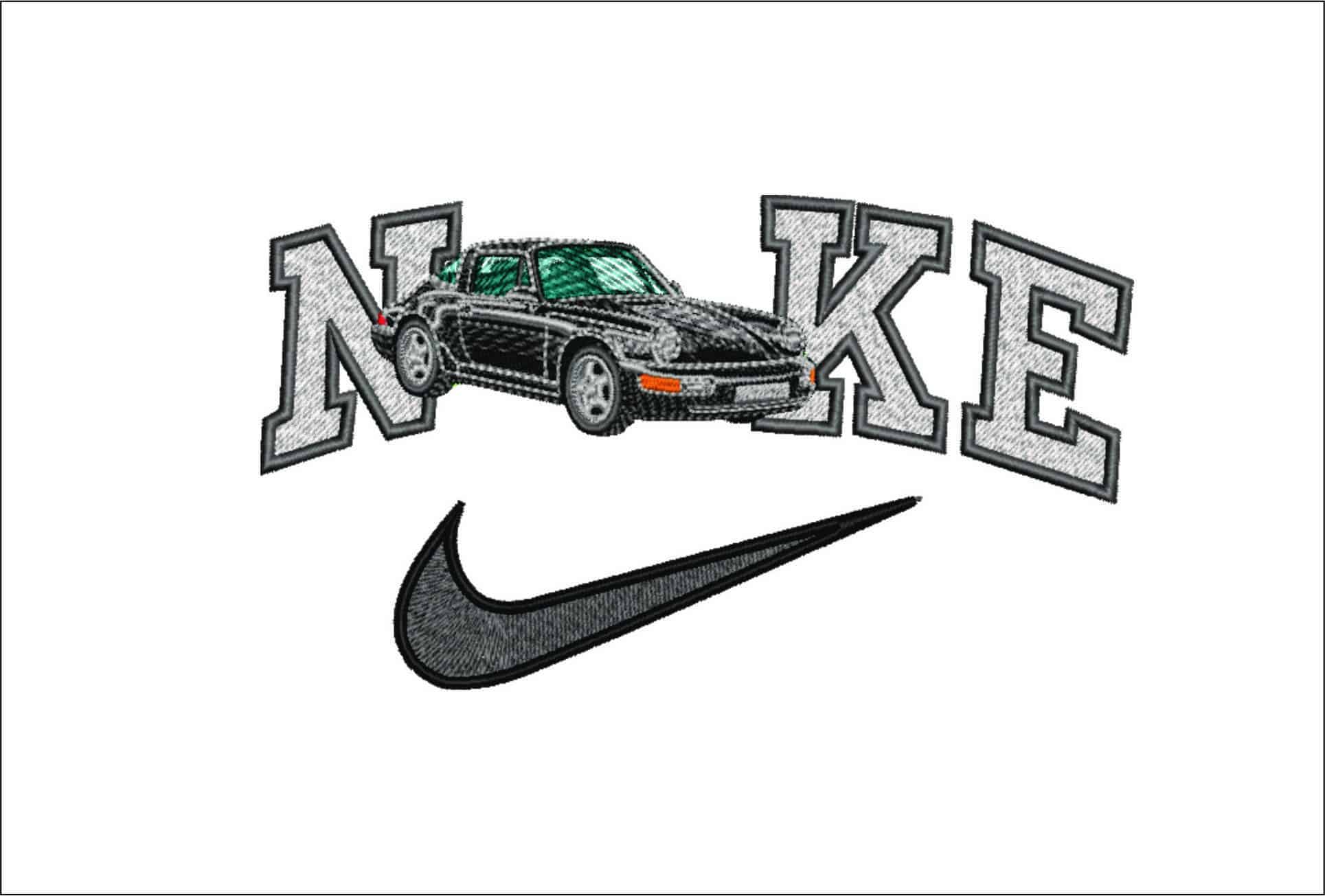 Nike Swoosh Porsche 964 - Swoosh - Nike Car embroidery design - instant download