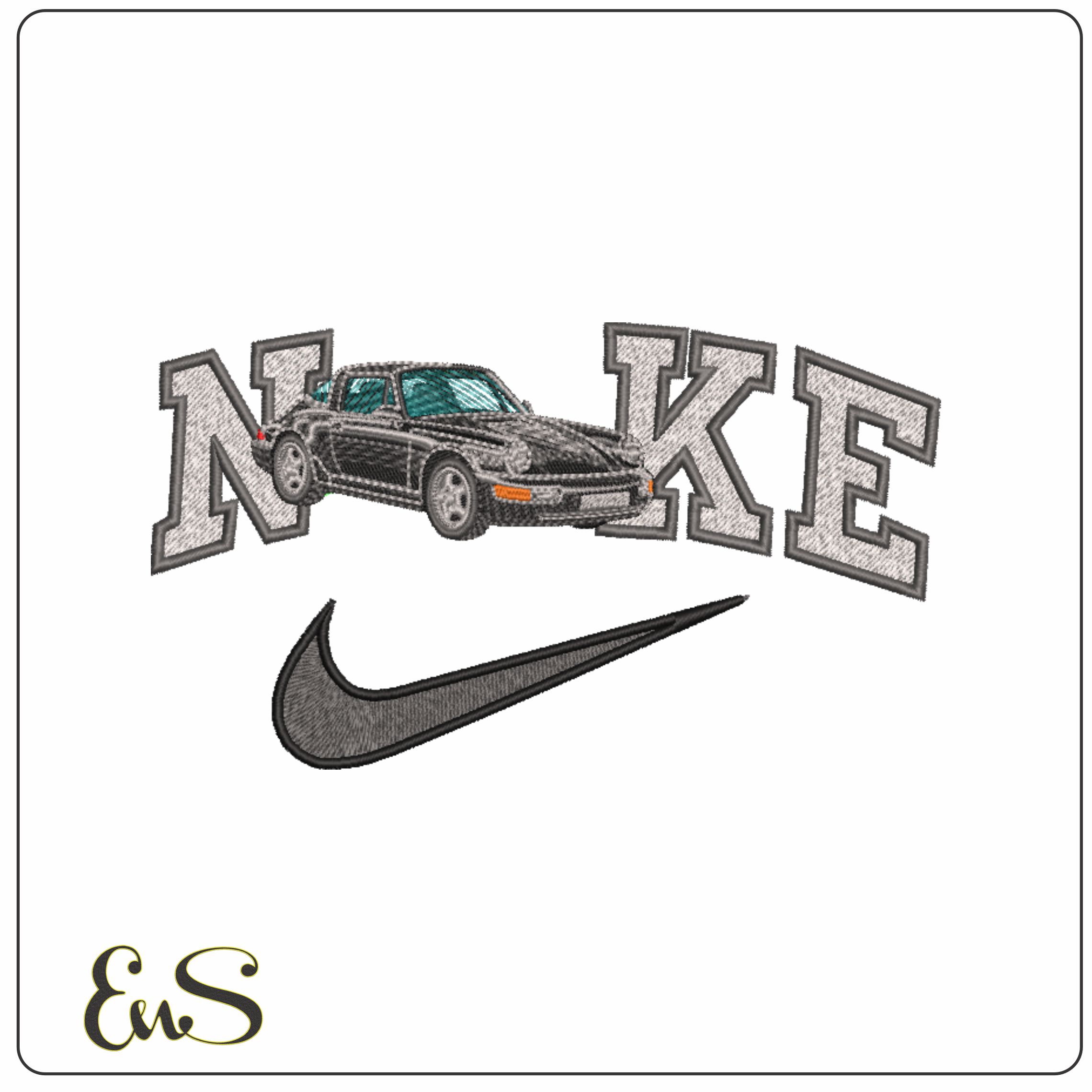 Nike Swoosh Porsche 964 - Swoosh - Nike Car embroidery design - instant download