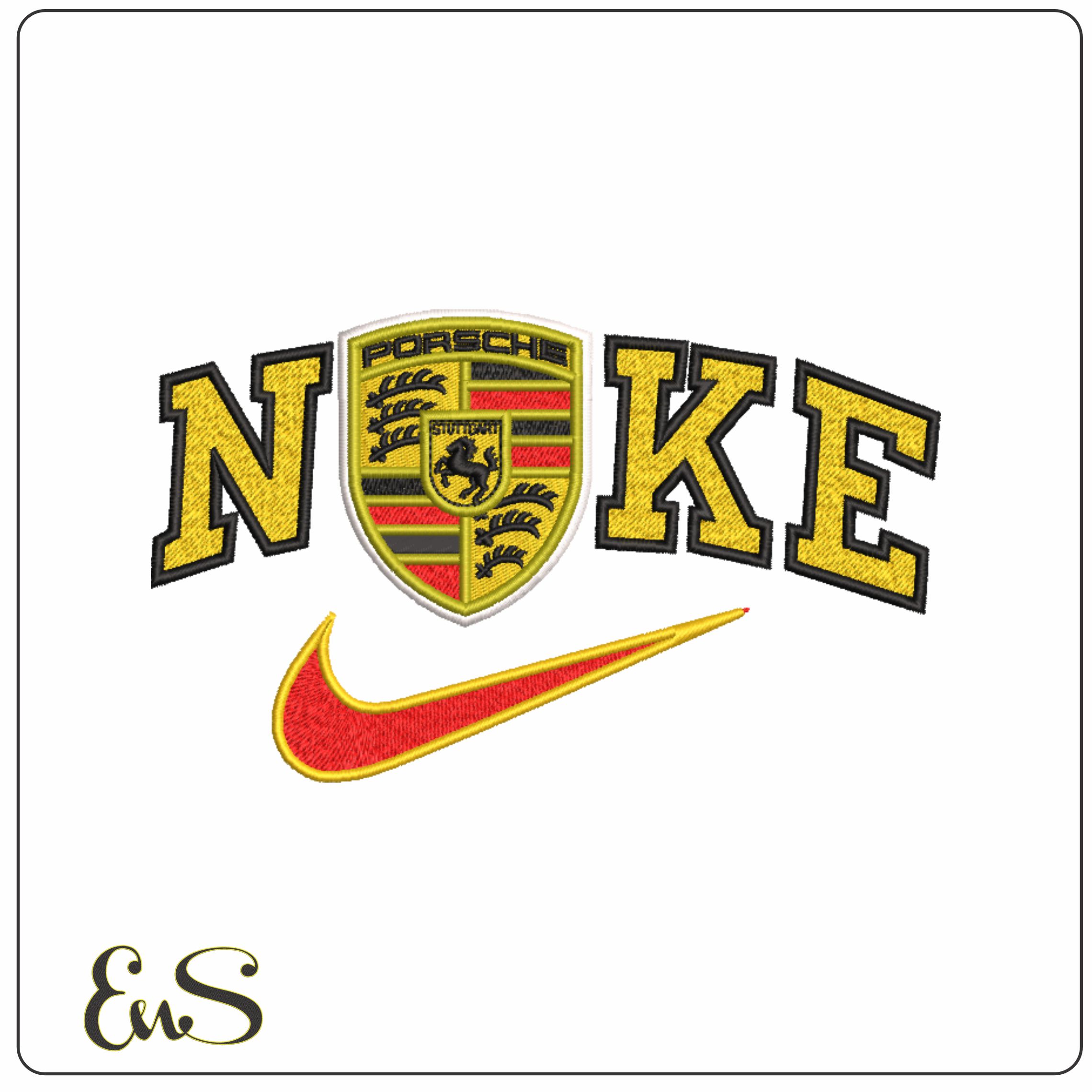 Nike Swoosh Porsche Logo - Swoosh - Nike Car embroidery design - instant download