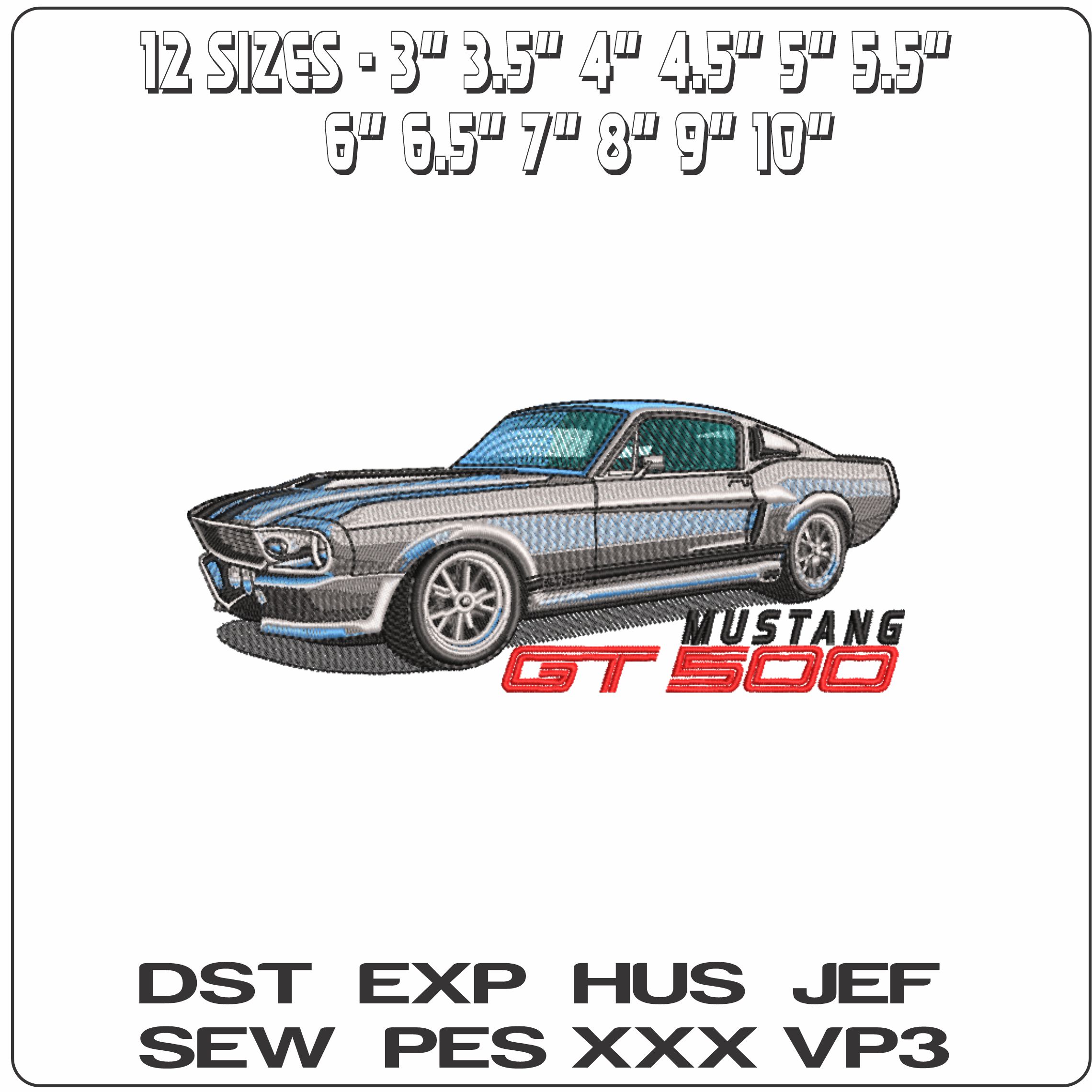 Ford Mustang GT500 Eleanor Gone in 60 Seconds - Swoosh - Nike Car embroidery design - instant download