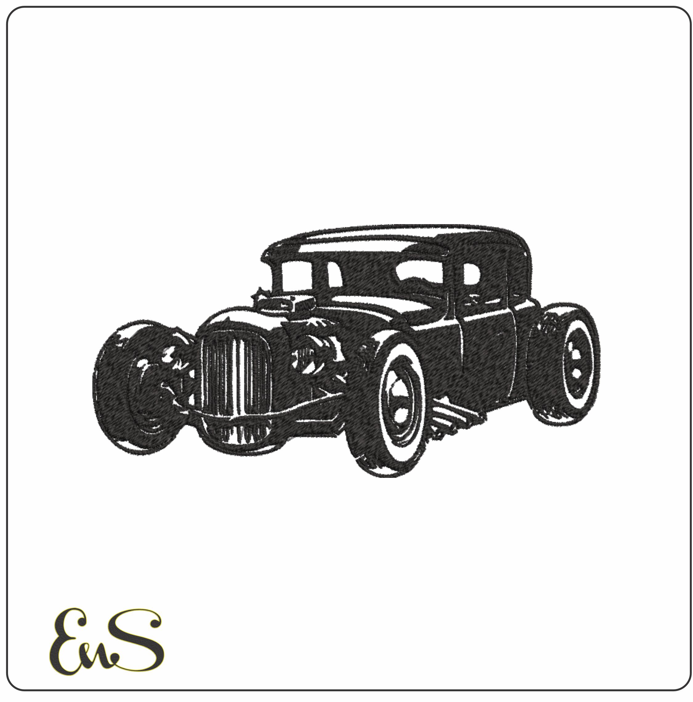 Hotrod Outline embroidery design - Low rider embroidery design machine pattern - embroidery file - instant download