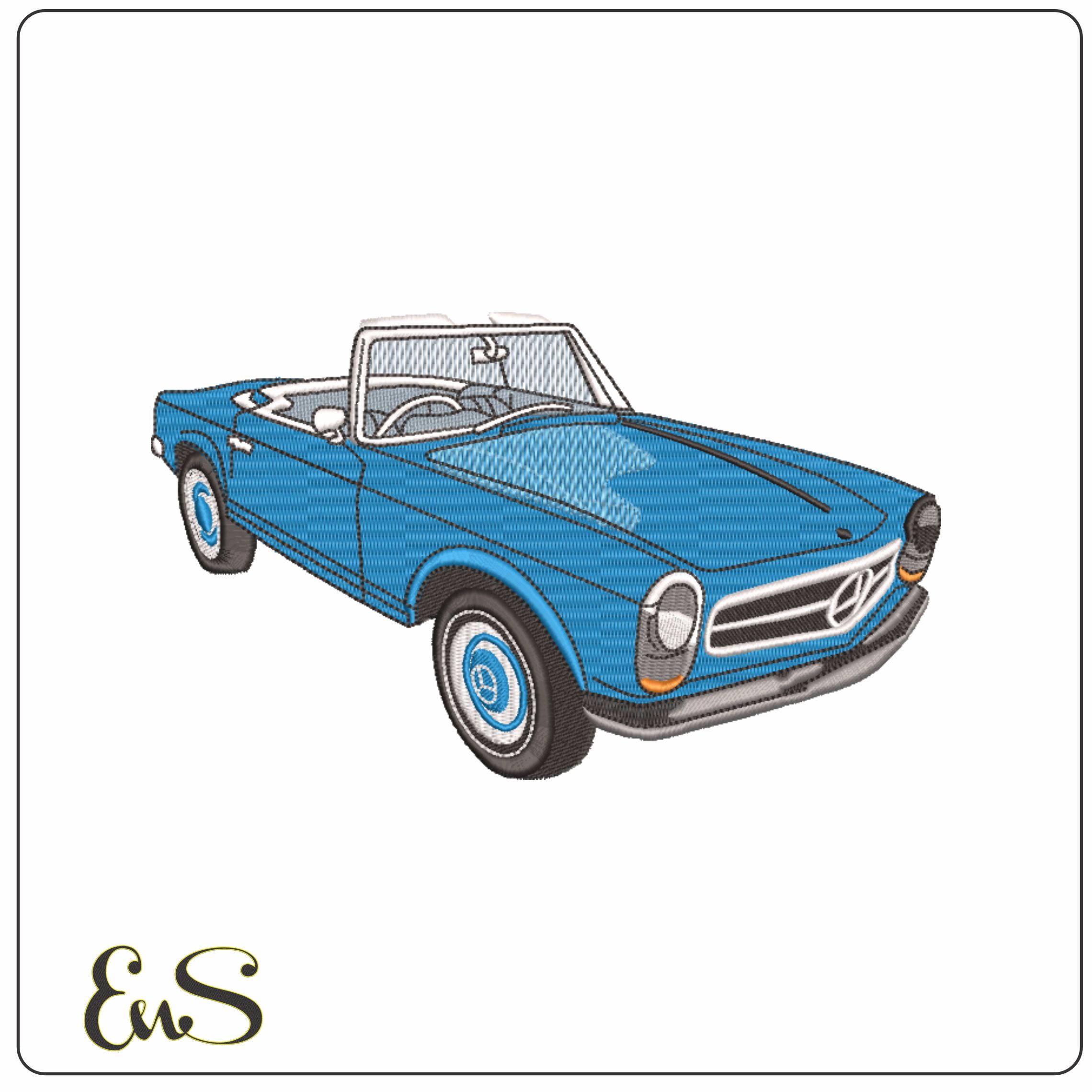 Mercedes SL 1960's - Swoosh - Nike Car embroidery design - instant download
