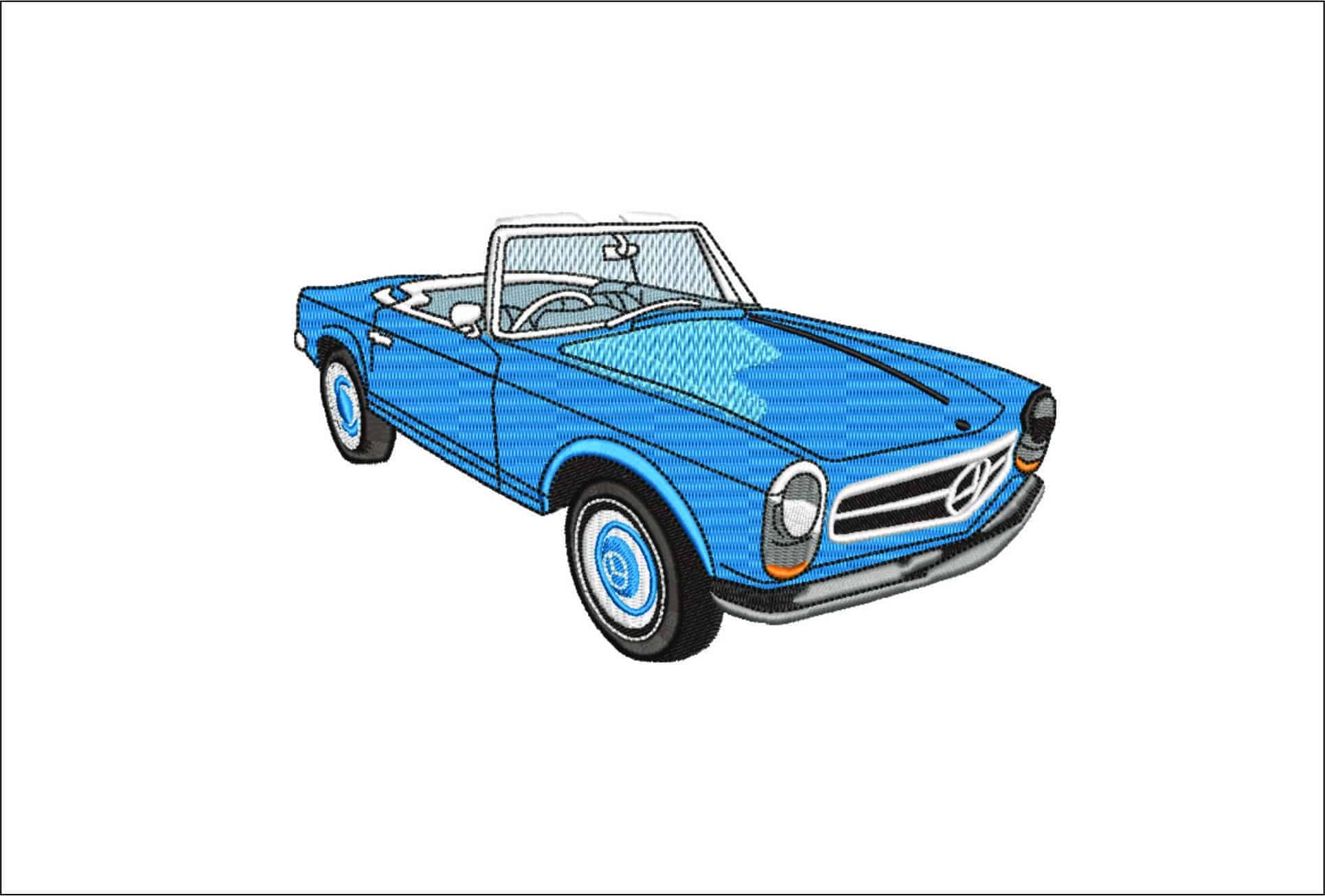 Mercedes SL 1960's - Swoosh - Nike Car embroidery design - instant download