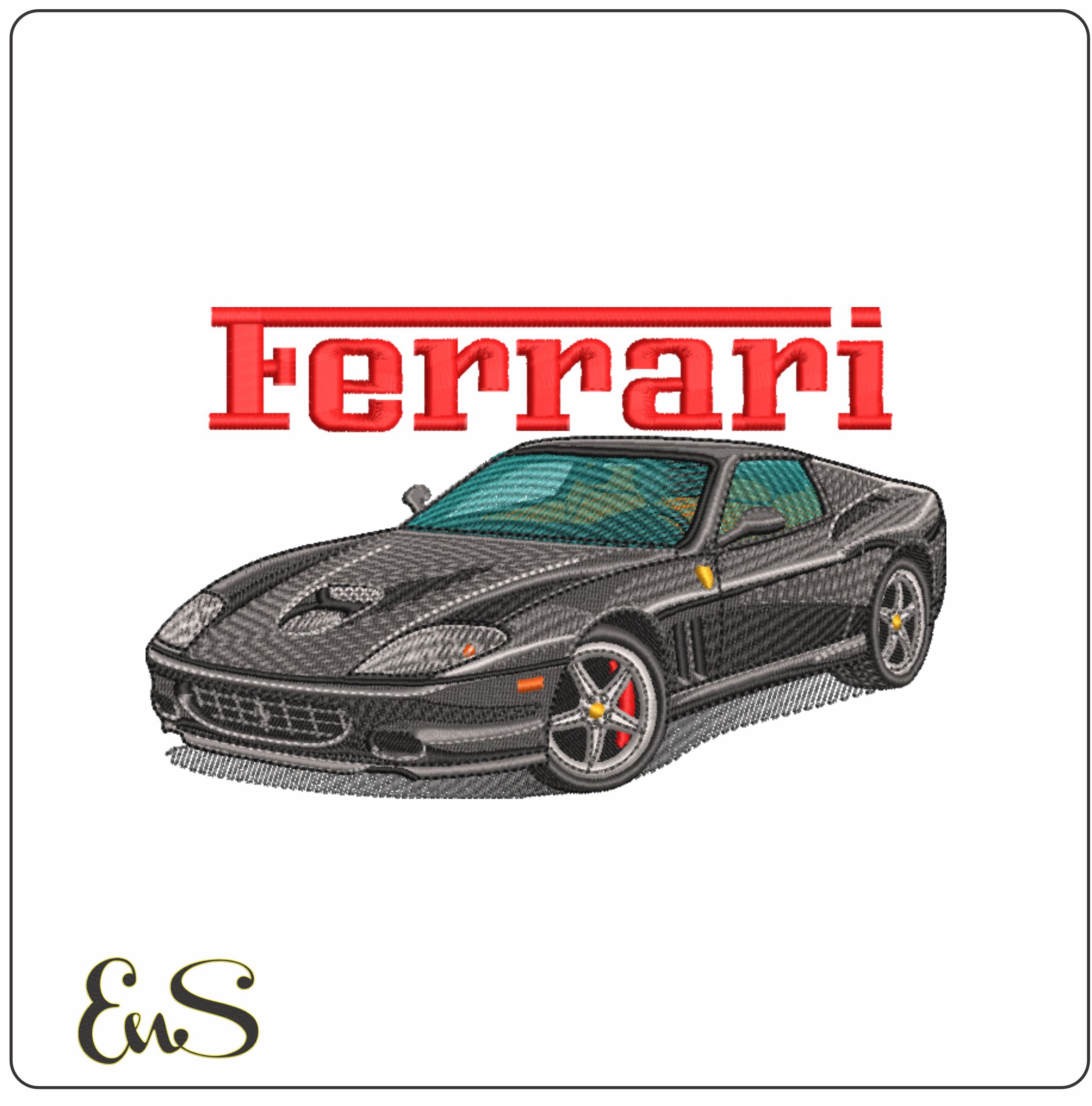 Ferrari Maranello 550 with Name - Swoosh - Nike Car embroidery design - instant download