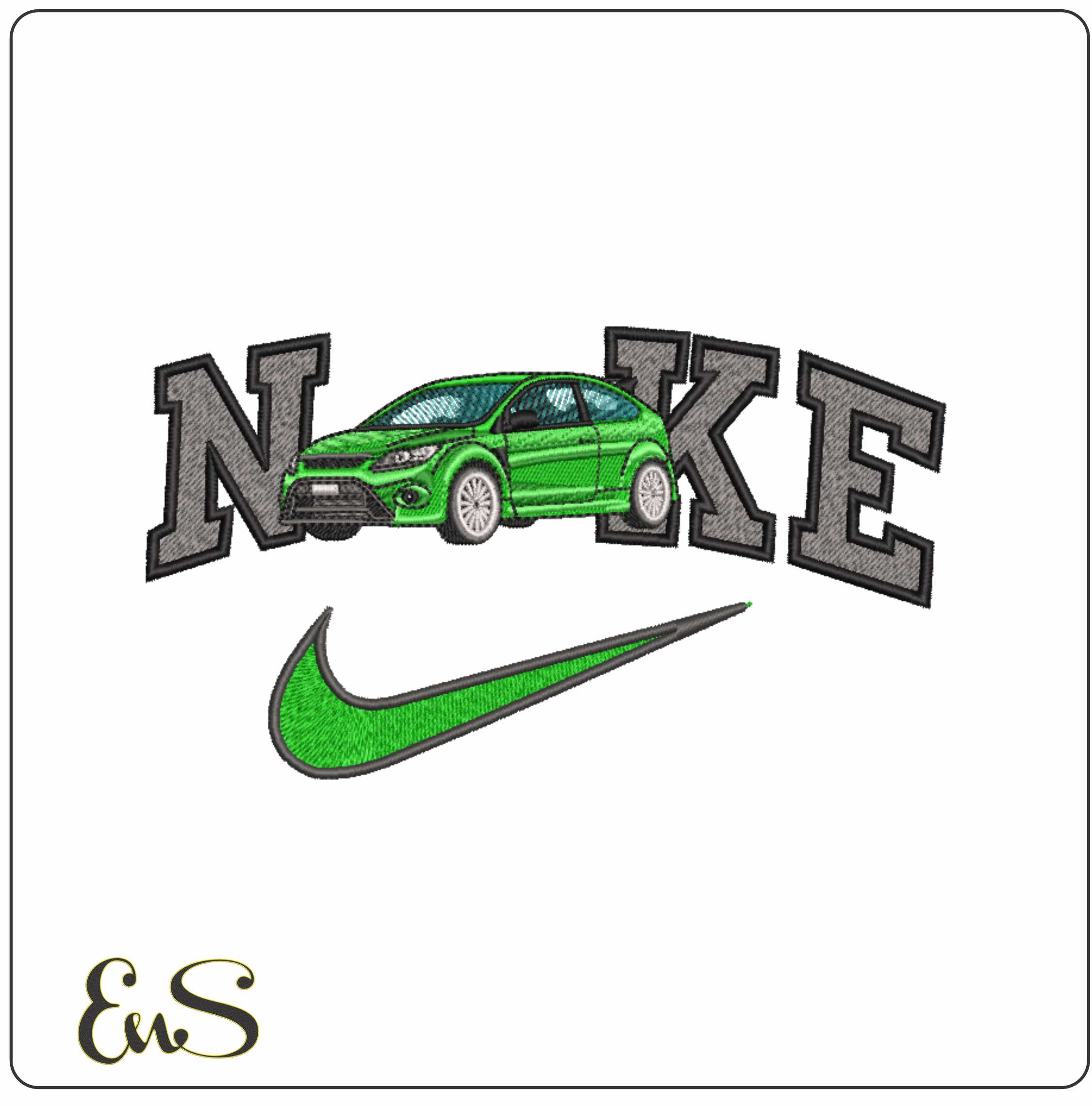 Nike Swoosh Ford Focus RS - Swoosh - Nike Car embroidery design - instant download