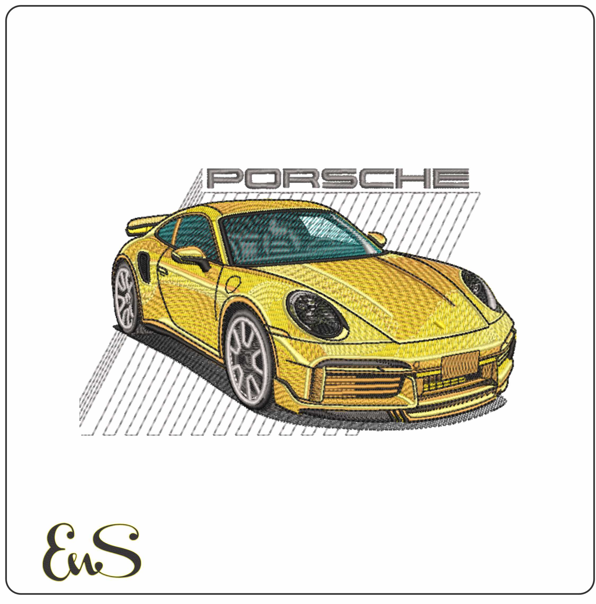 Porsche 911 Turbo Title - Swoosh - Nike Car embroidery design - instant download