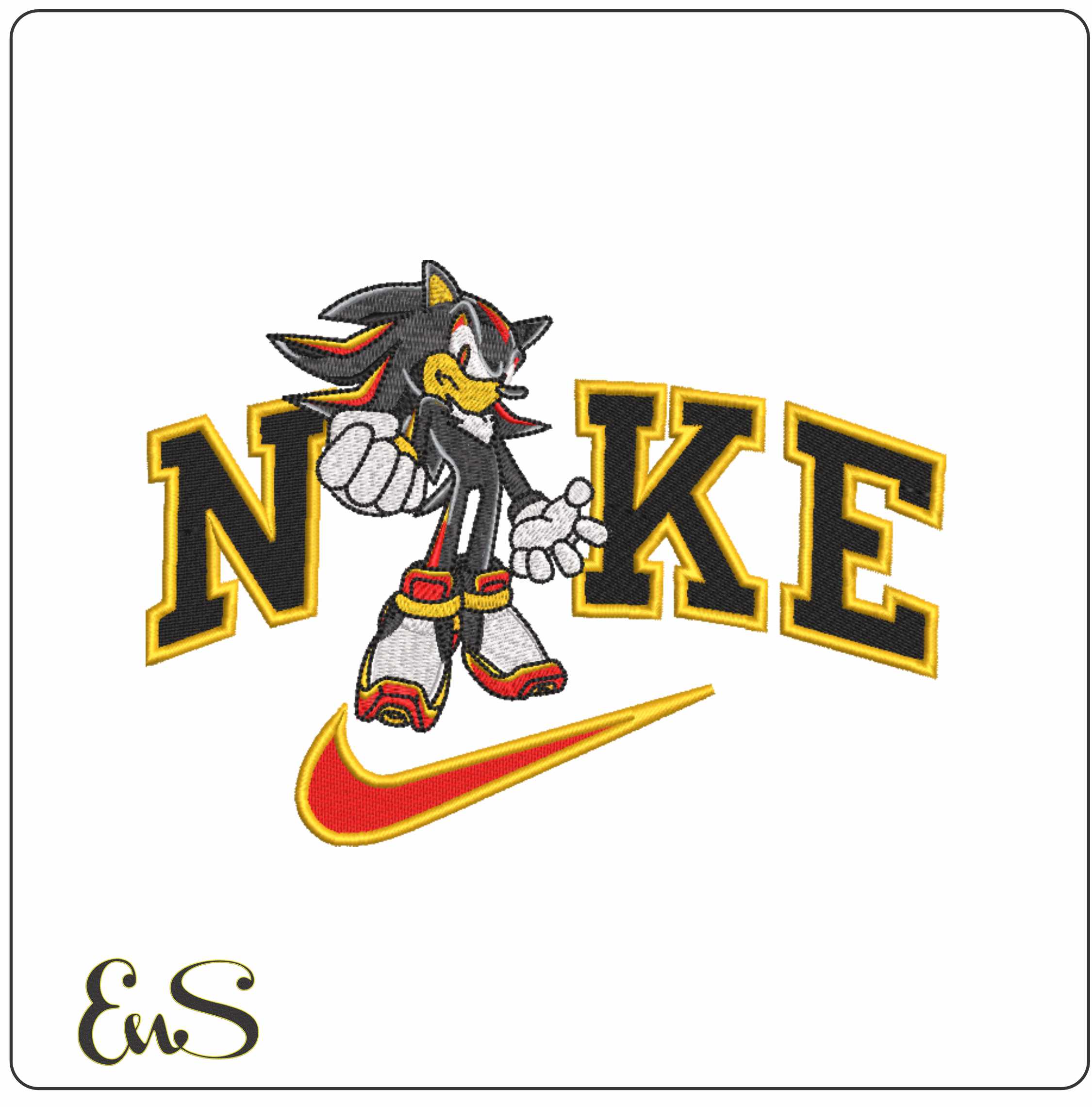 Nike Swoosh Shadow the Hedgehog simple - Nike embroidery design file - instant download