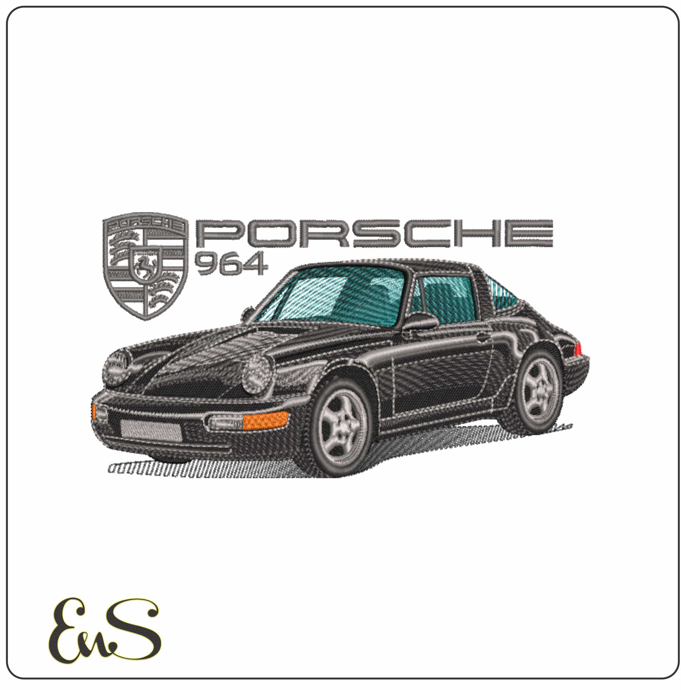 Porsche 964 Porsche Title - Swoosh - Nike Car embroidery design - instant download