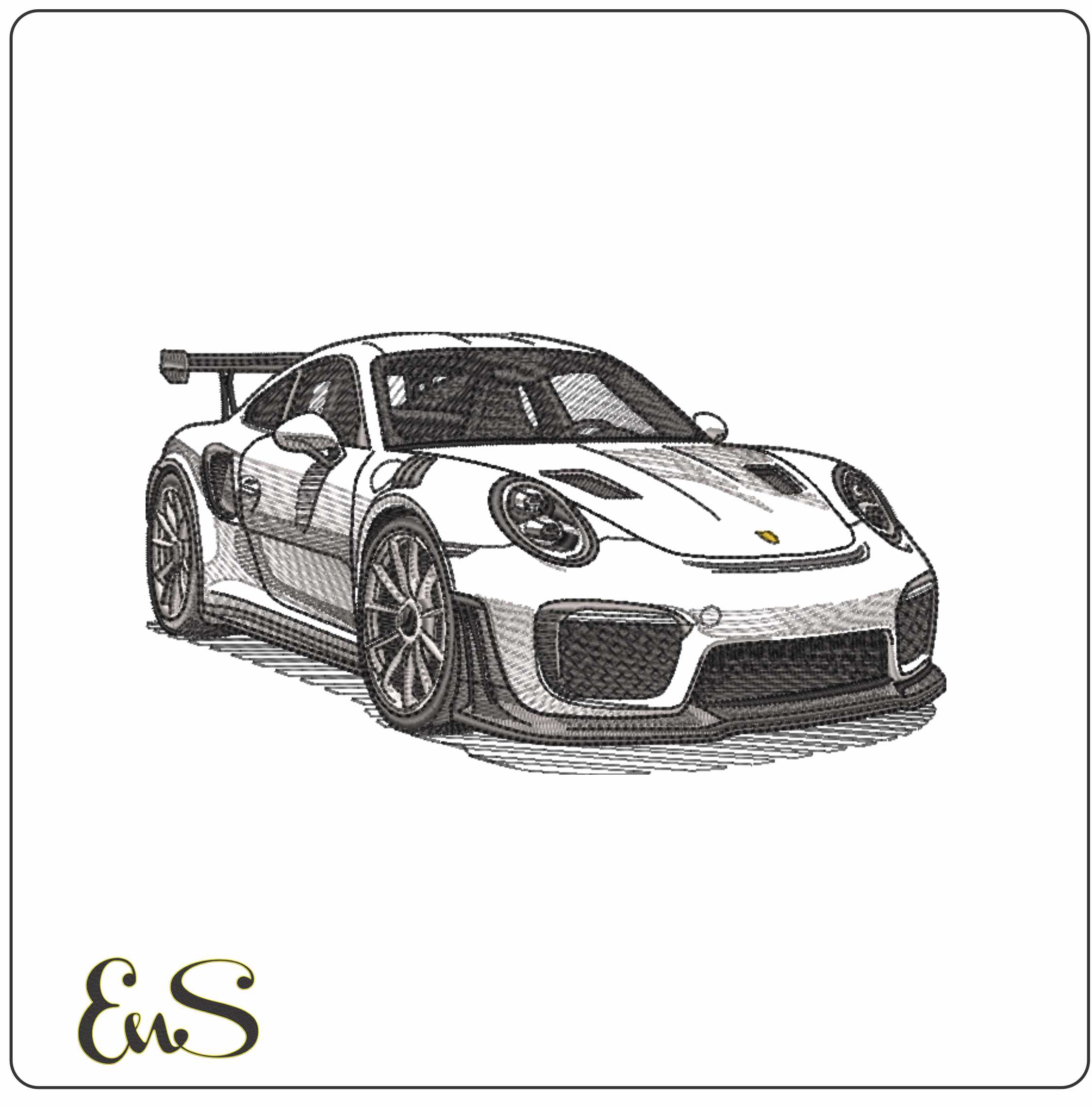 Porsche 911 GT3 RS Outline - Swoosh - Nike Car embroidery design - instant download