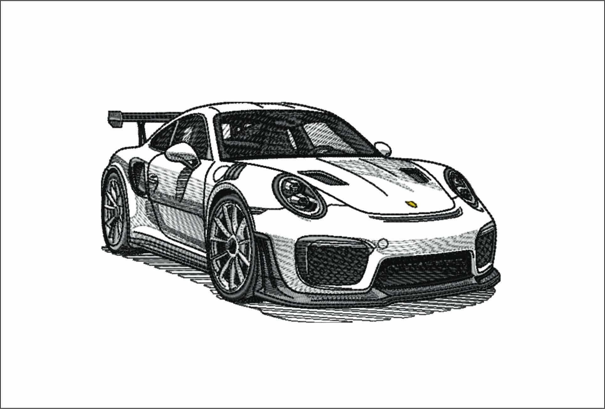 Porsche 911 GT3 RS Outline - Swoosh - Nike Car embroidery design - instant download