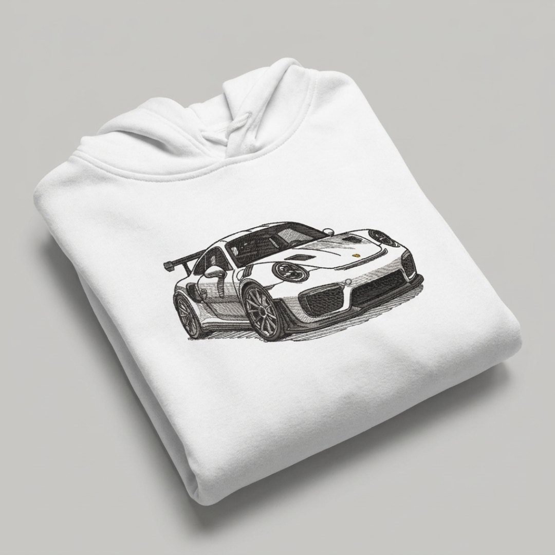 Porsche 911 GT3 RS Outline - Swoosh - Nike Car embroidery design - instant download