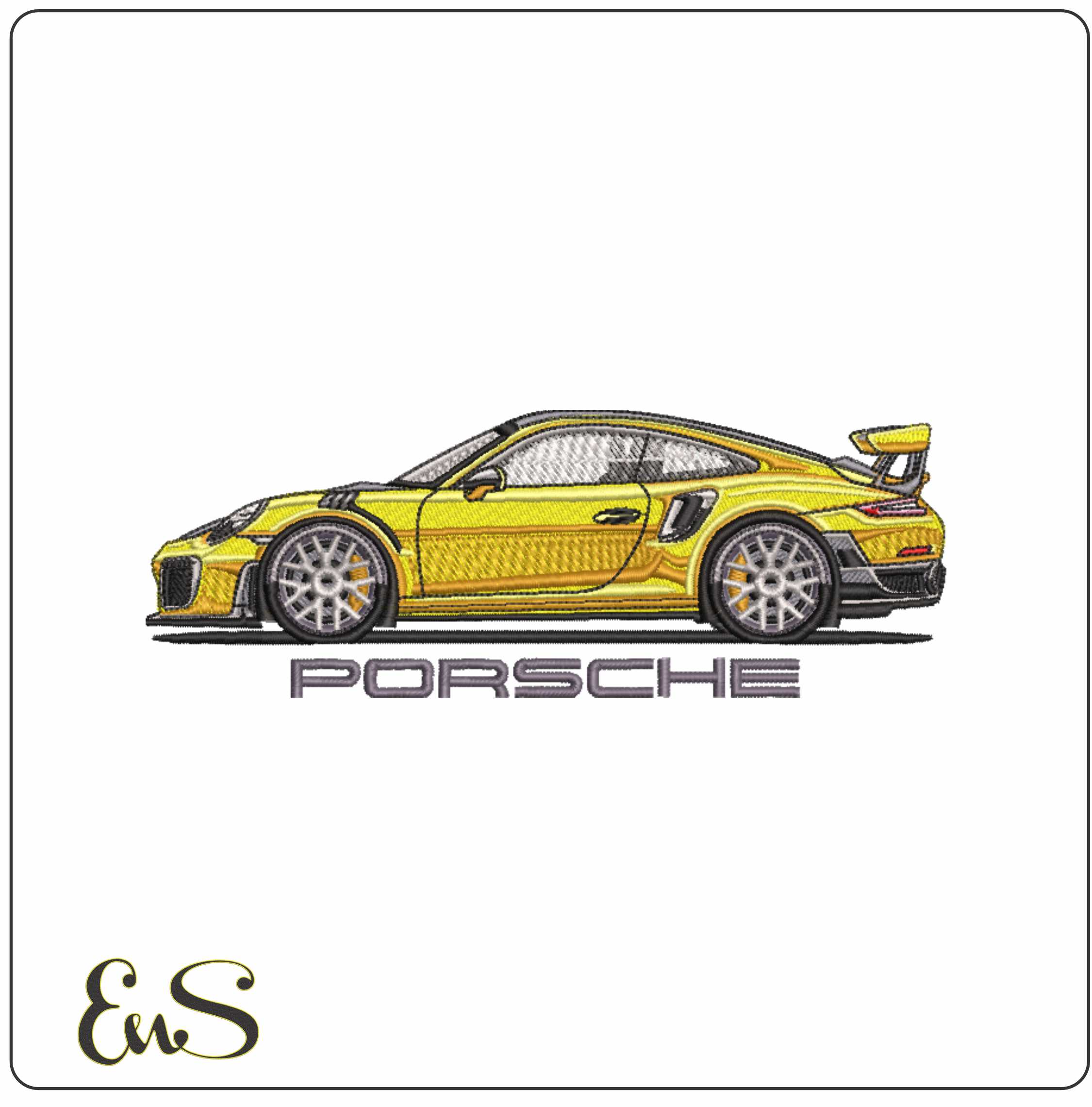 Porsche 911 GT3 RS with Logo - Swoosh - Nike Car embroidery design - instant download