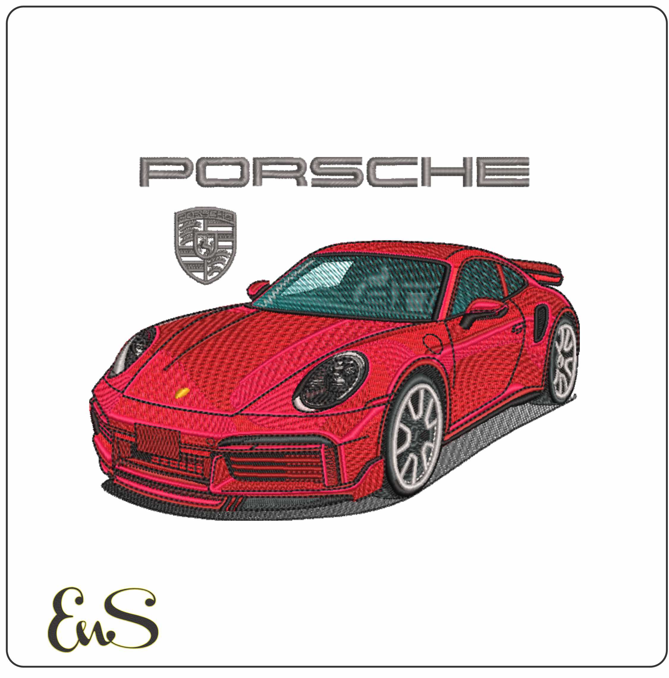 Porsche 911 Turbo with Logo - Swoosh - Nike Car embroidery design - instant download