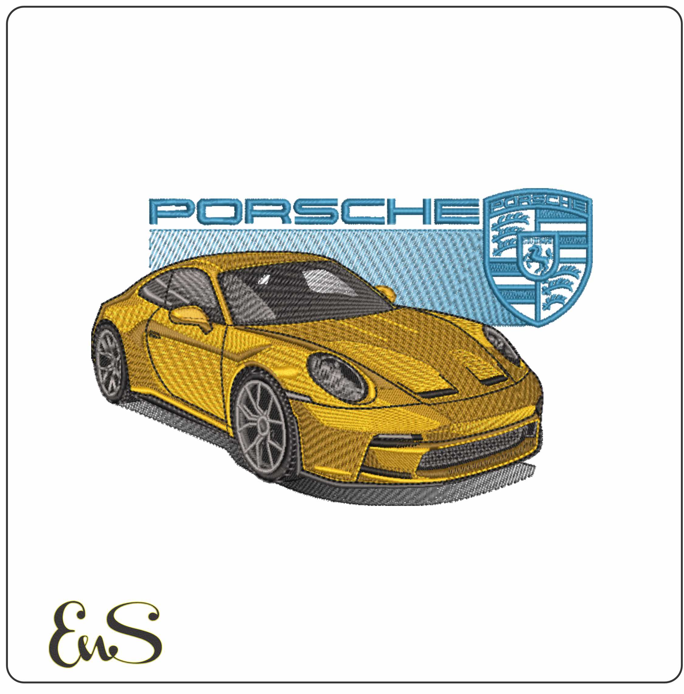 Porsche 911 with Logo - Swoosh - Nike Car embroidery design - instant download