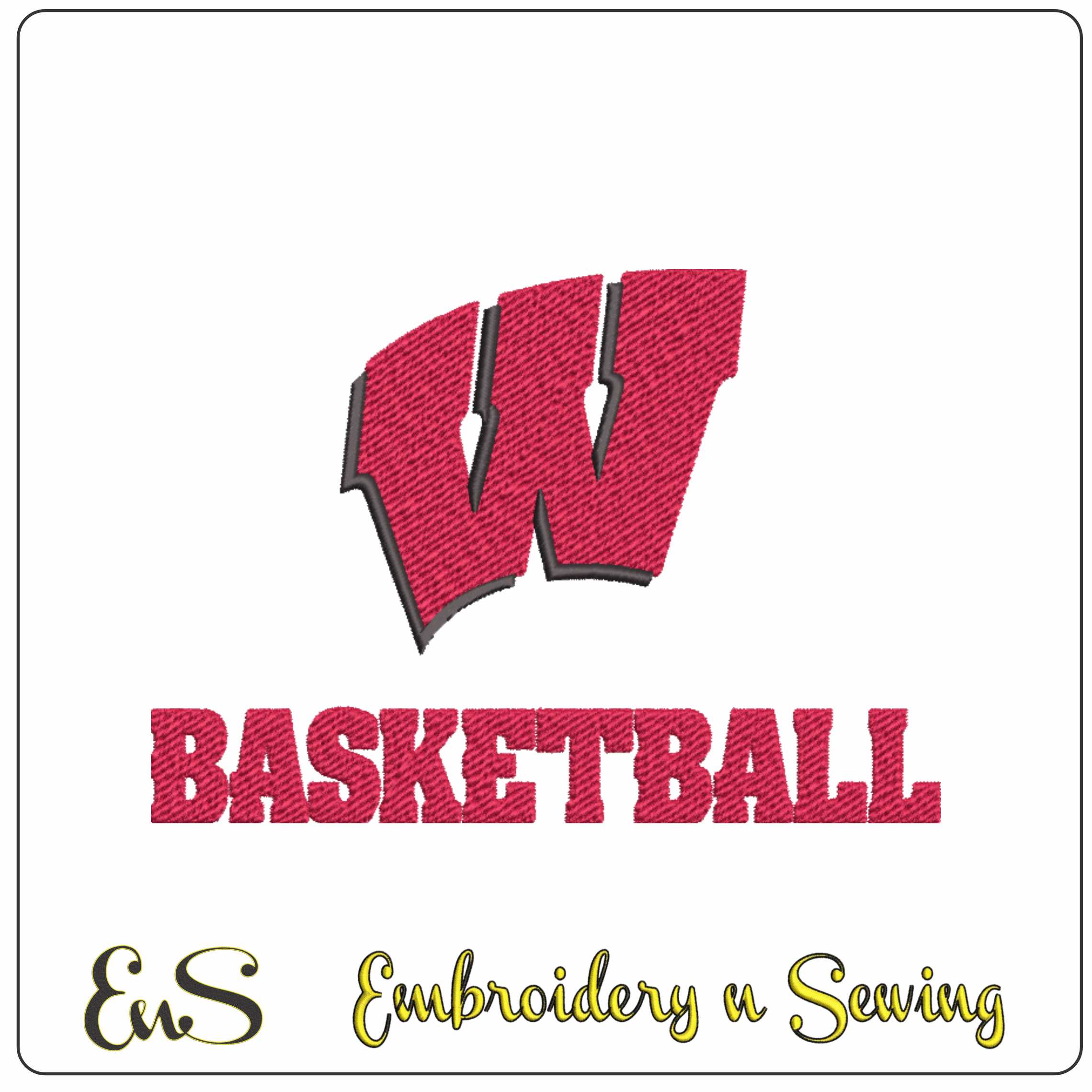 Wisconsin Badgers with Logo - NCAA College embroidery design - instant download