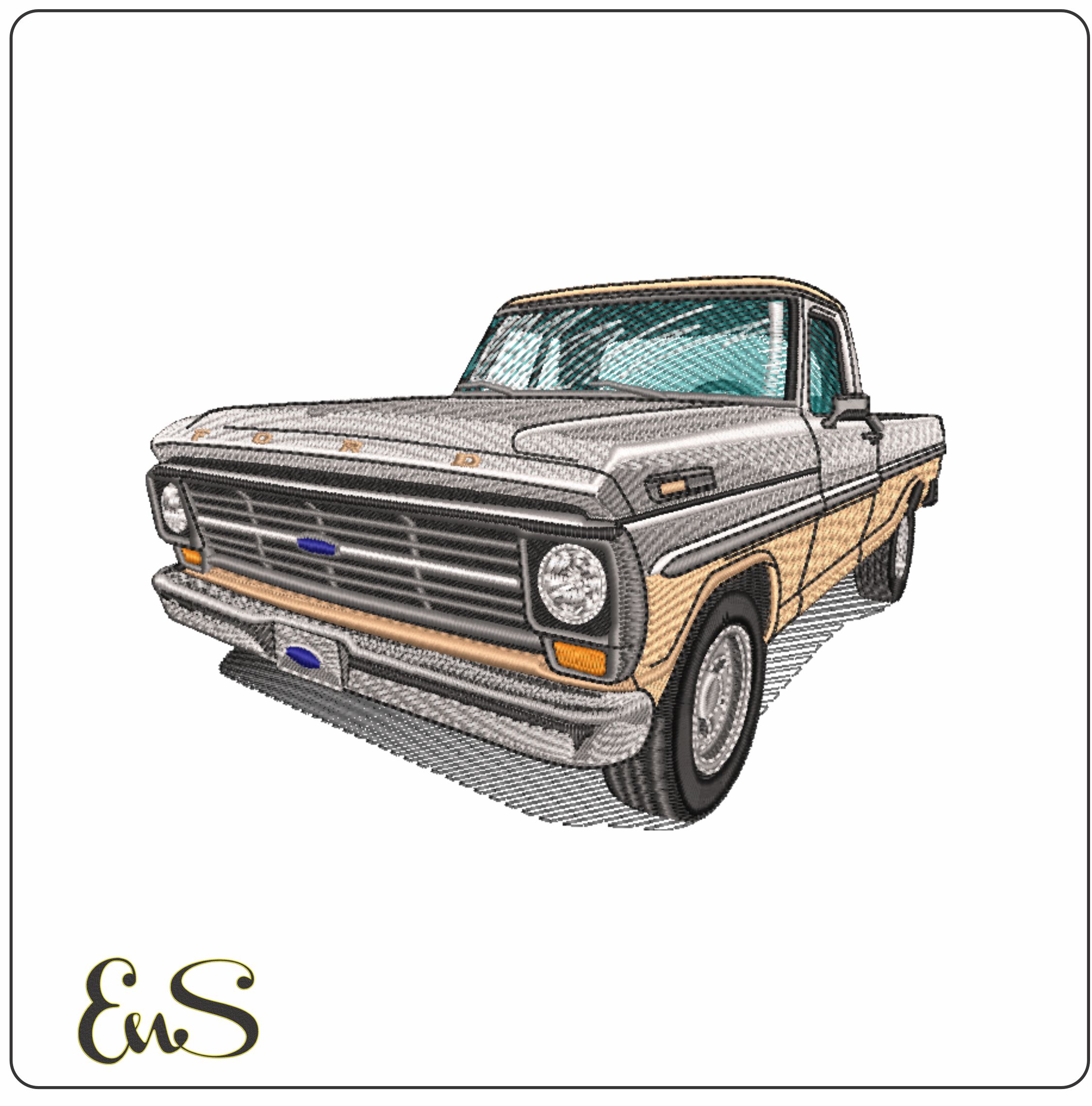 1970's American Classic Ford F100 Truck - Swoosh - Nike Car embroidery design - instant download
