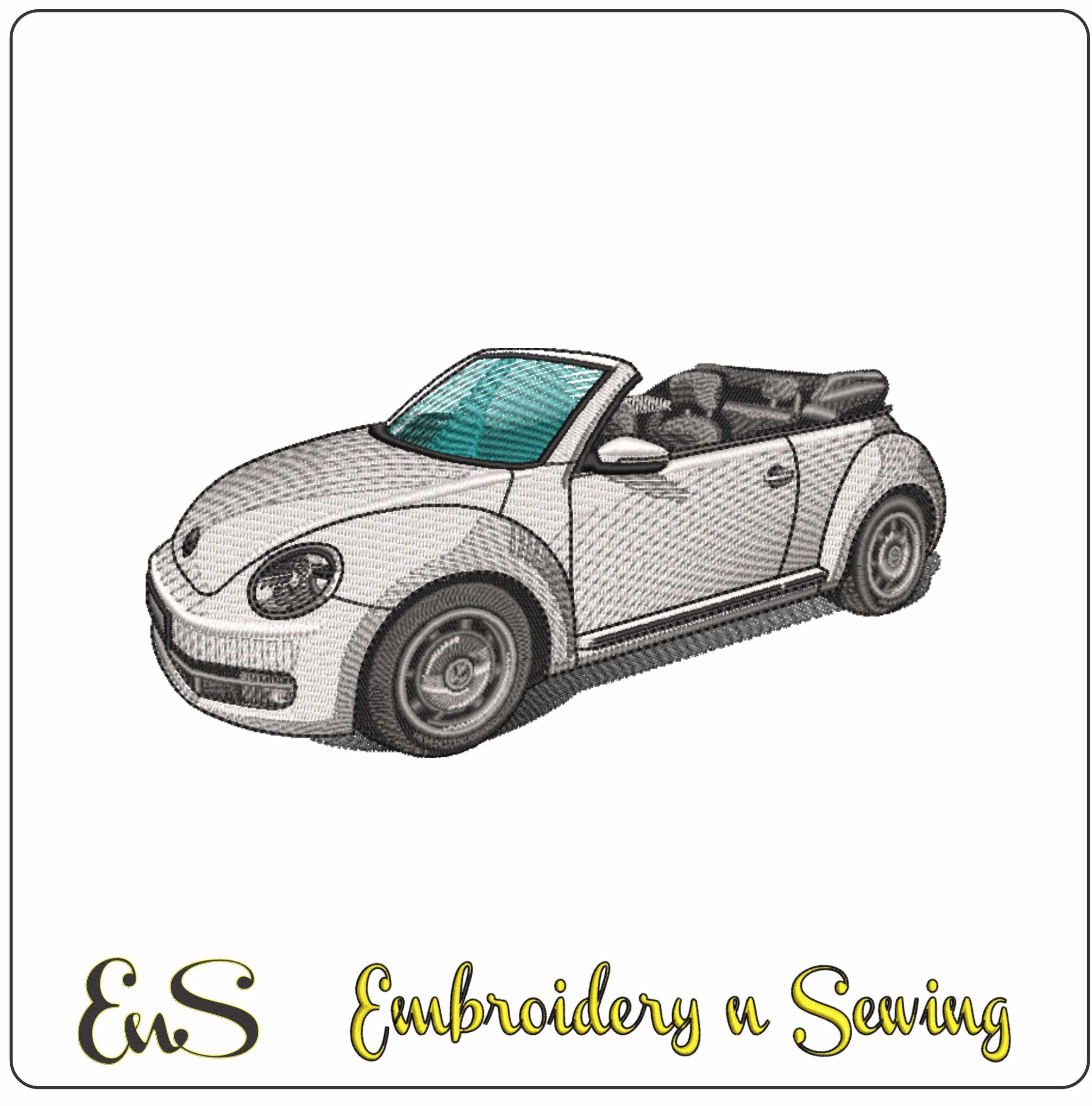 VW Convertible Beetle Car - Swoosh - Nike Car embroidery design - instant download