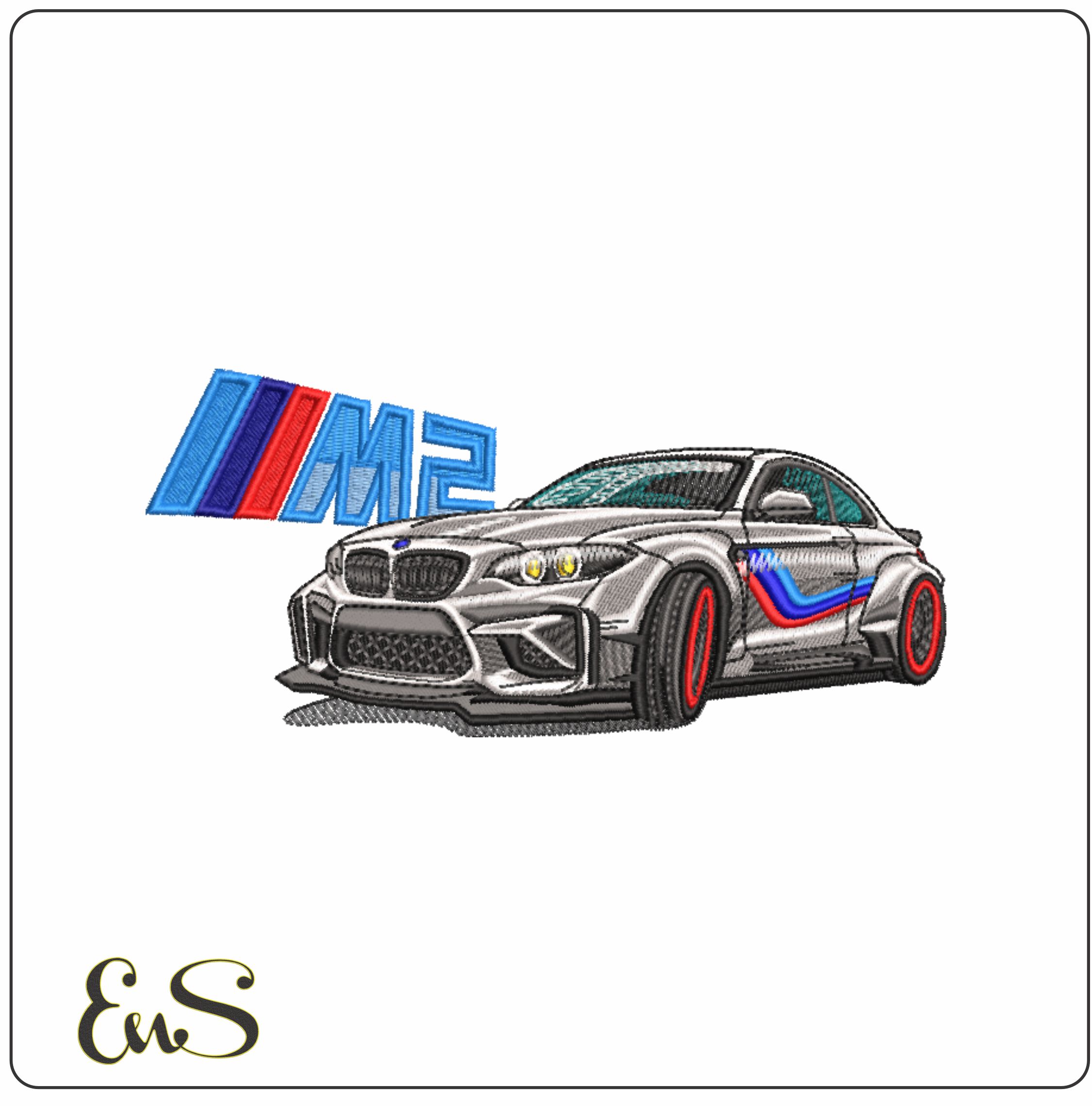 BMW M2 Coupe Car with Logo - Swoosh - Nike Car embroidery design - instant download