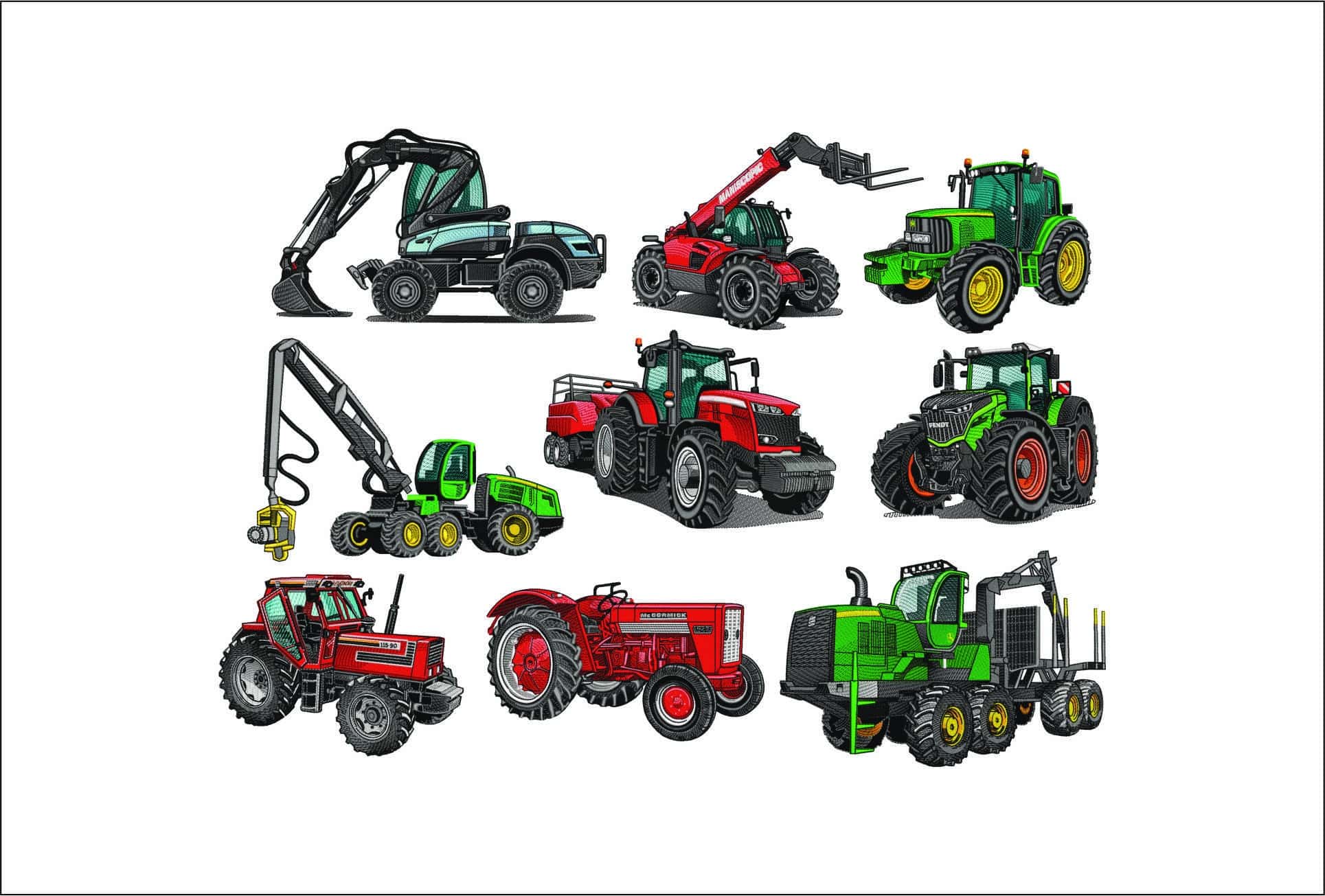 9 Tractor Package and John Deere Logo - Nike Car embroidery design file - instant download