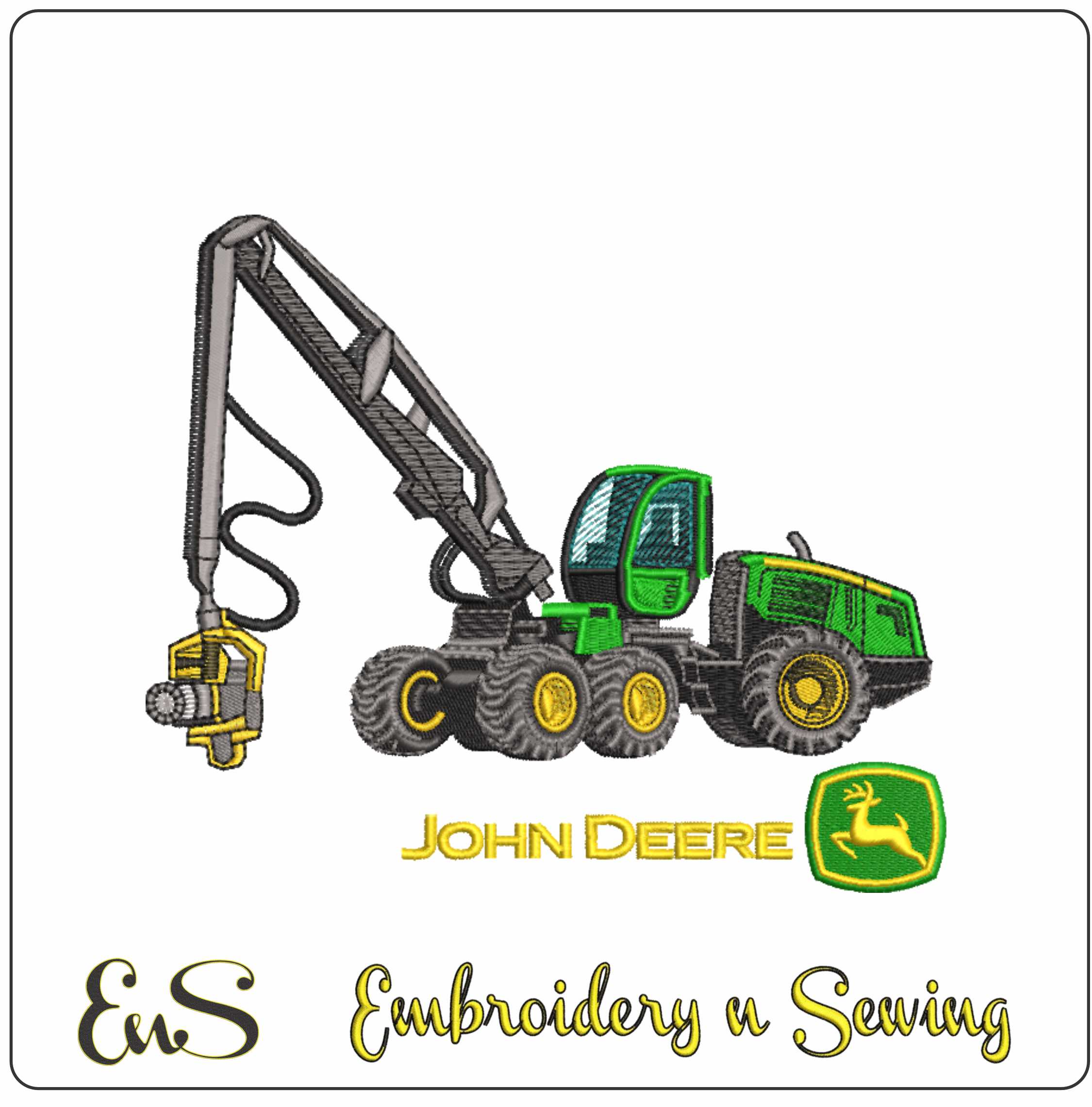 Tractor Tree Cutter John Deere - Swoosh - Nike Car embroidery design - instant download