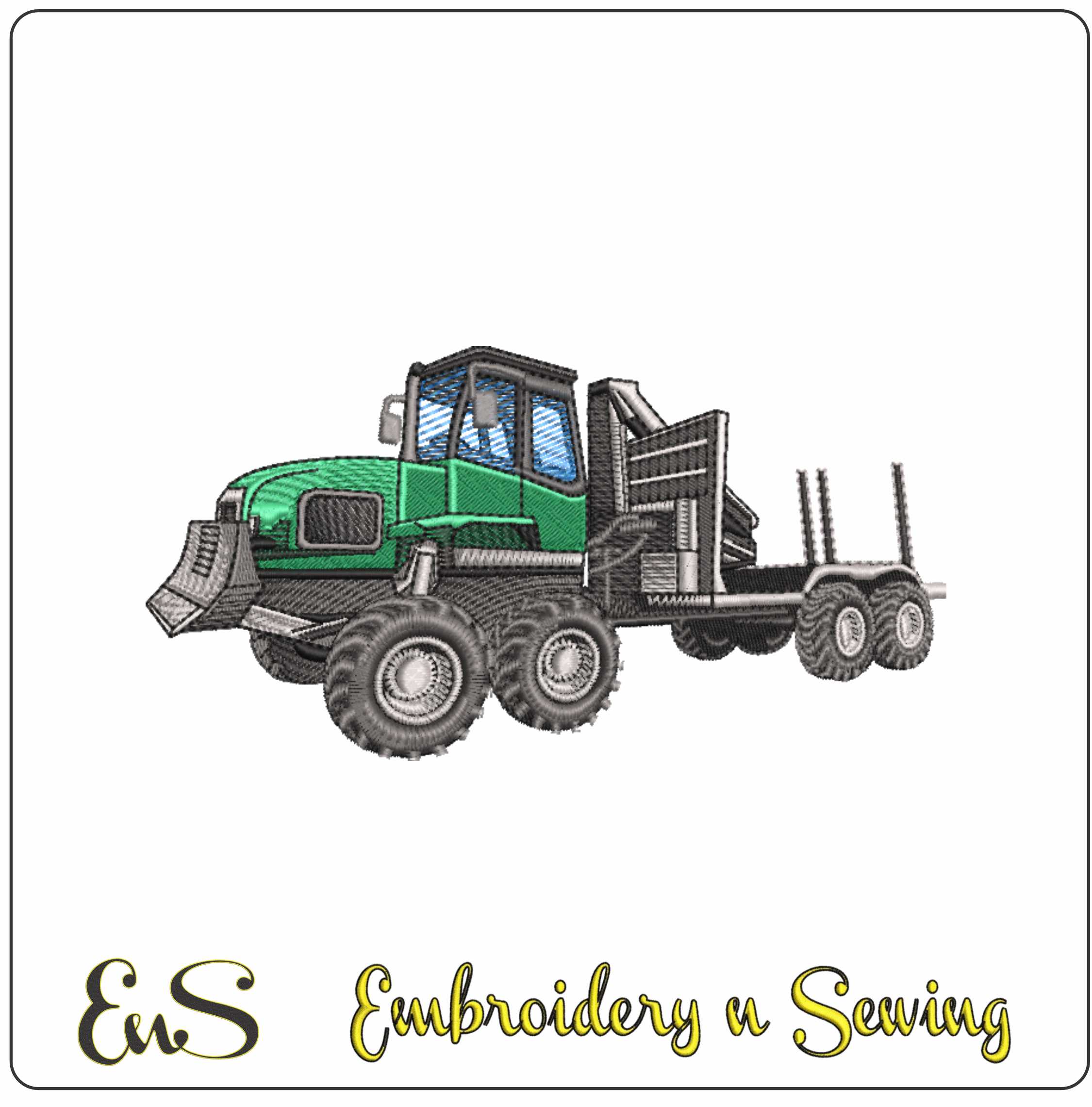 Tractor Log Hauler - Swoosh - Nike Car embroidery design - instant download