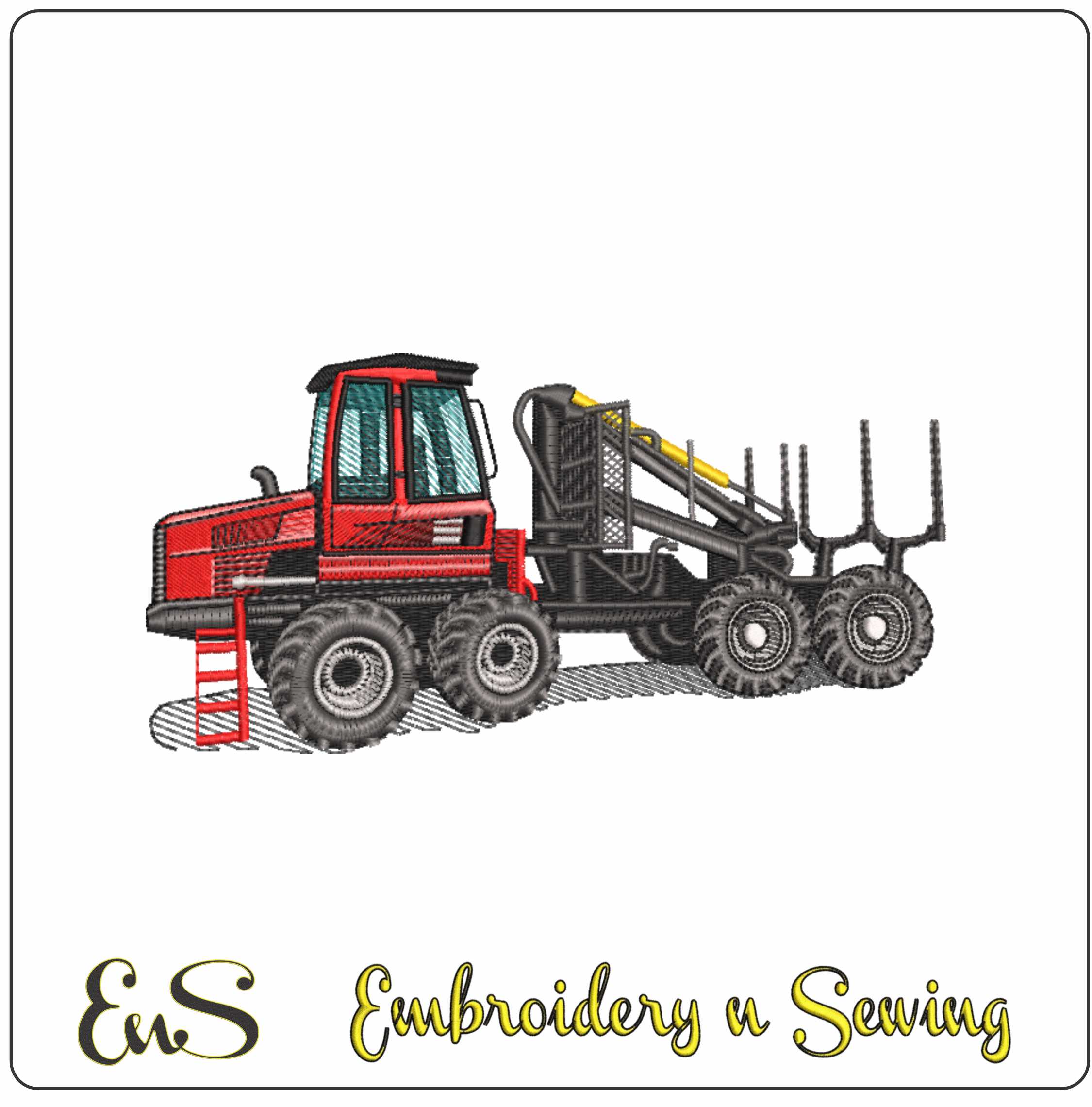 Fiat Tractor Log Hauler - Swoosh - Nike Car embroidery design - instant download